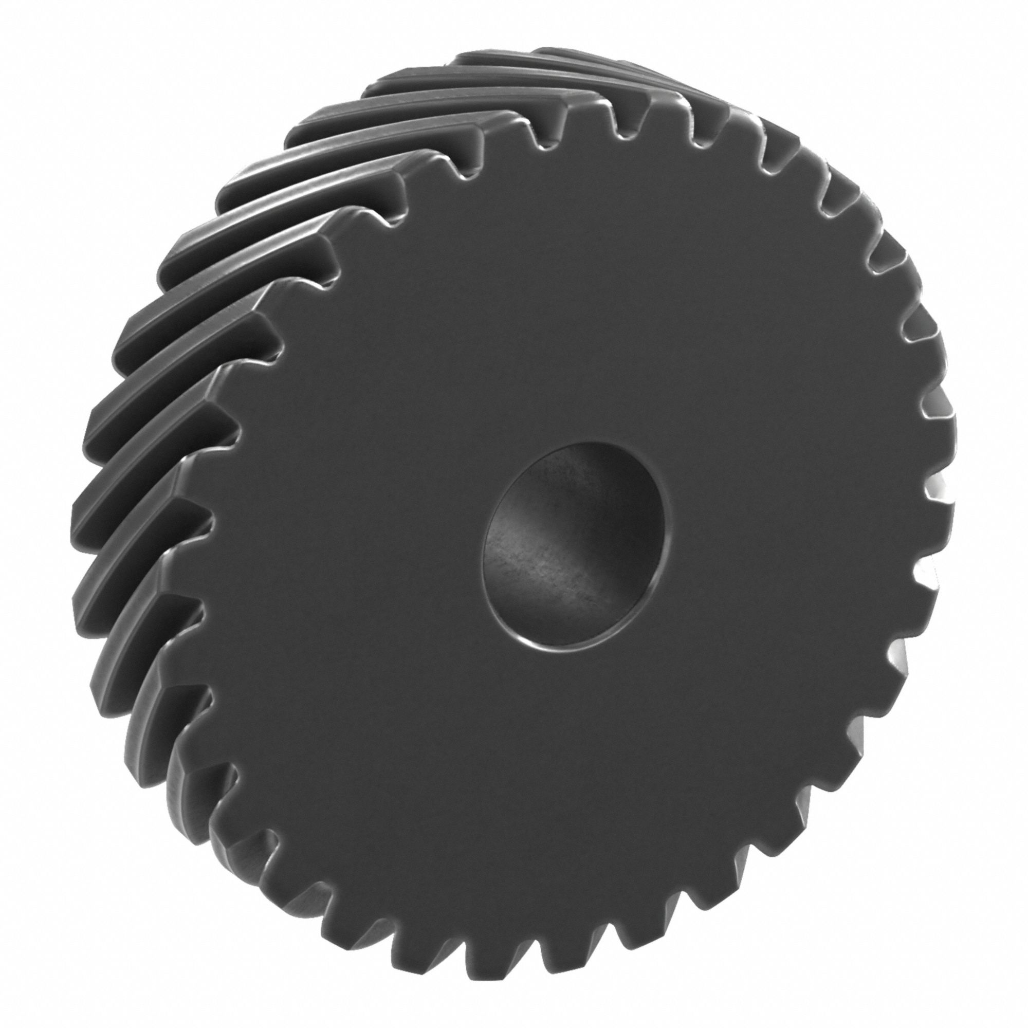 Screw Gear: Left Hand, Module m 2, Black Oxide Coated Carbon Steel, 20 mm Bore Dia, 30 Teeth