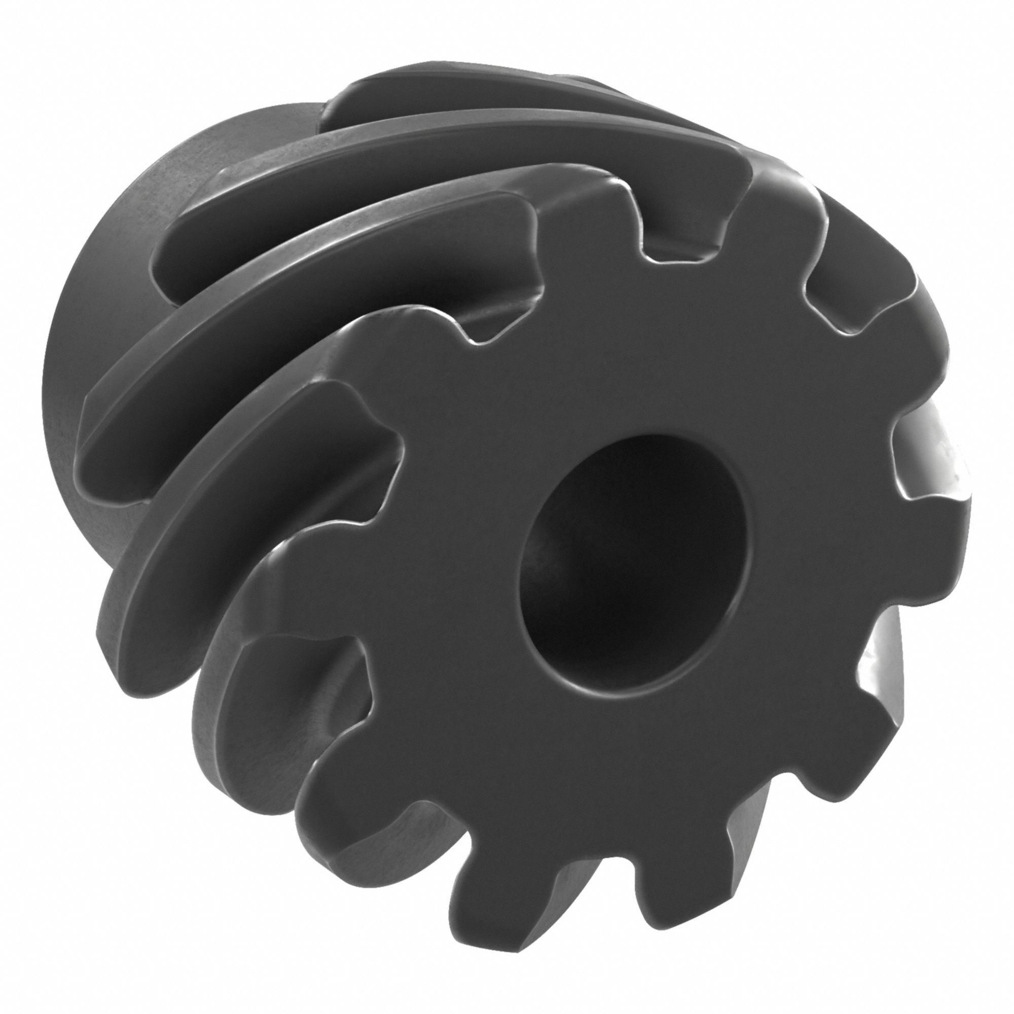 Screw Gear: Left Hand, Module m 3, Black Oxide Coated Carbon Steel, 15 mm Bore Dia, 10 Teeth