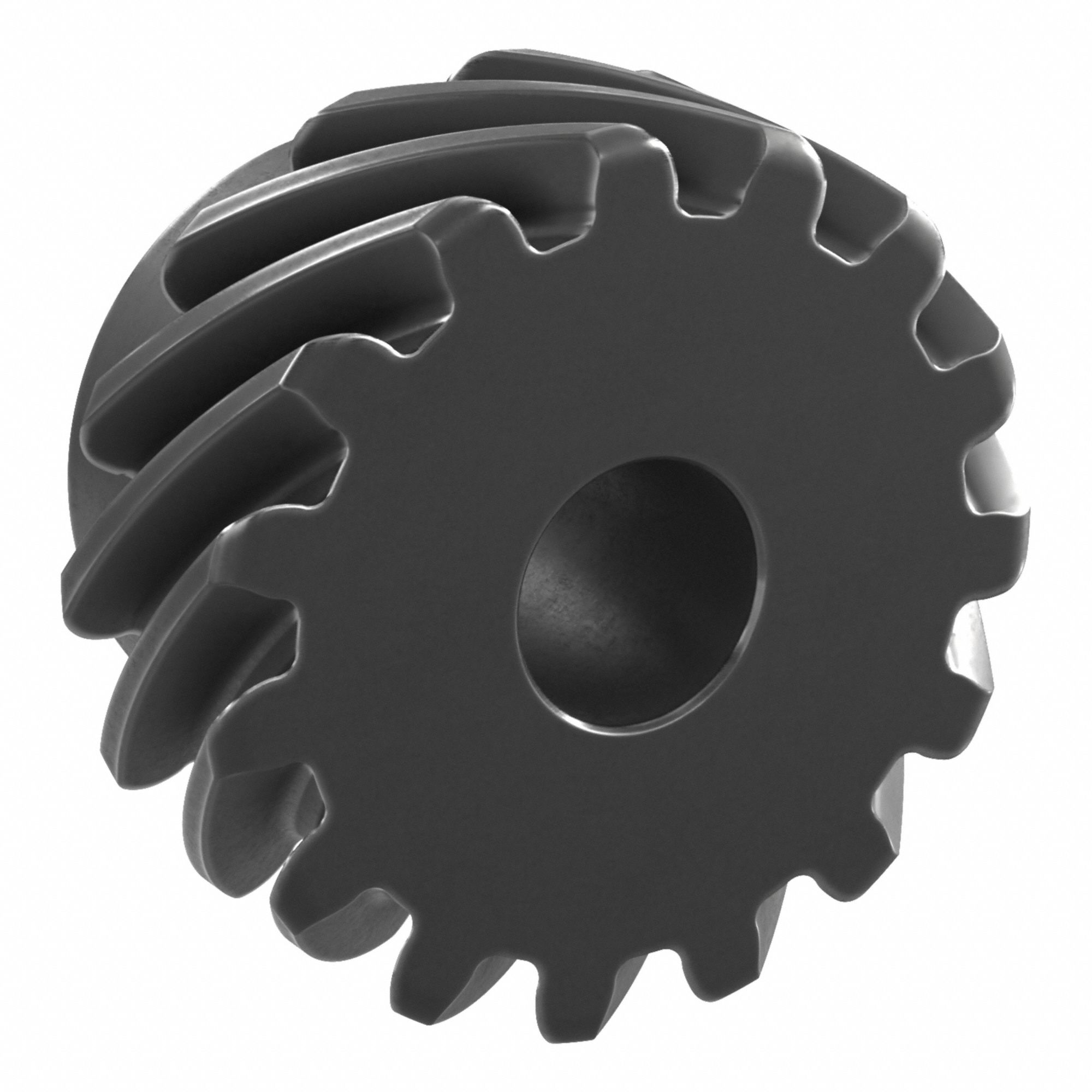 Screw Gear: Left Hand, Module m 3, Black Oxide Coated Carbon Steel, 20 mm Bore Dia, 15 Teeth