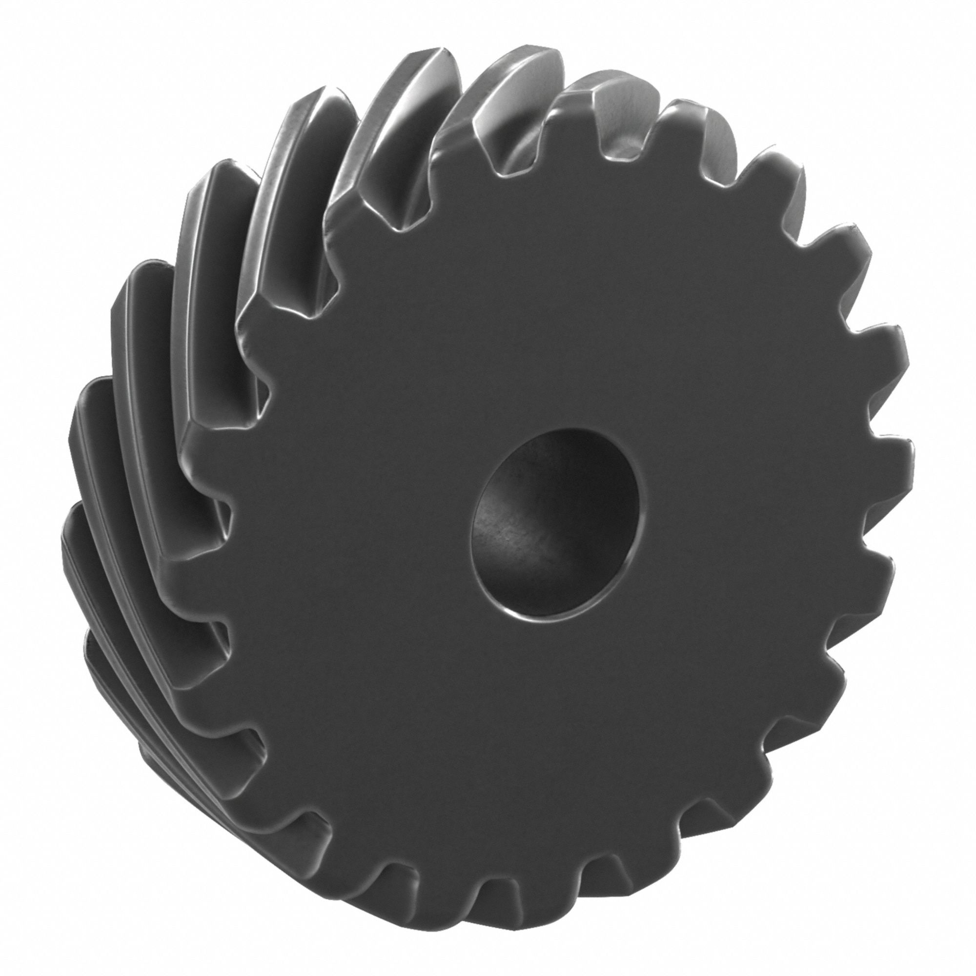 Screw Gear: Right Hand, Module m 3, Black Oxide Coated Carbon Steel, 20 mm Bore Dia, 20 Teeth
