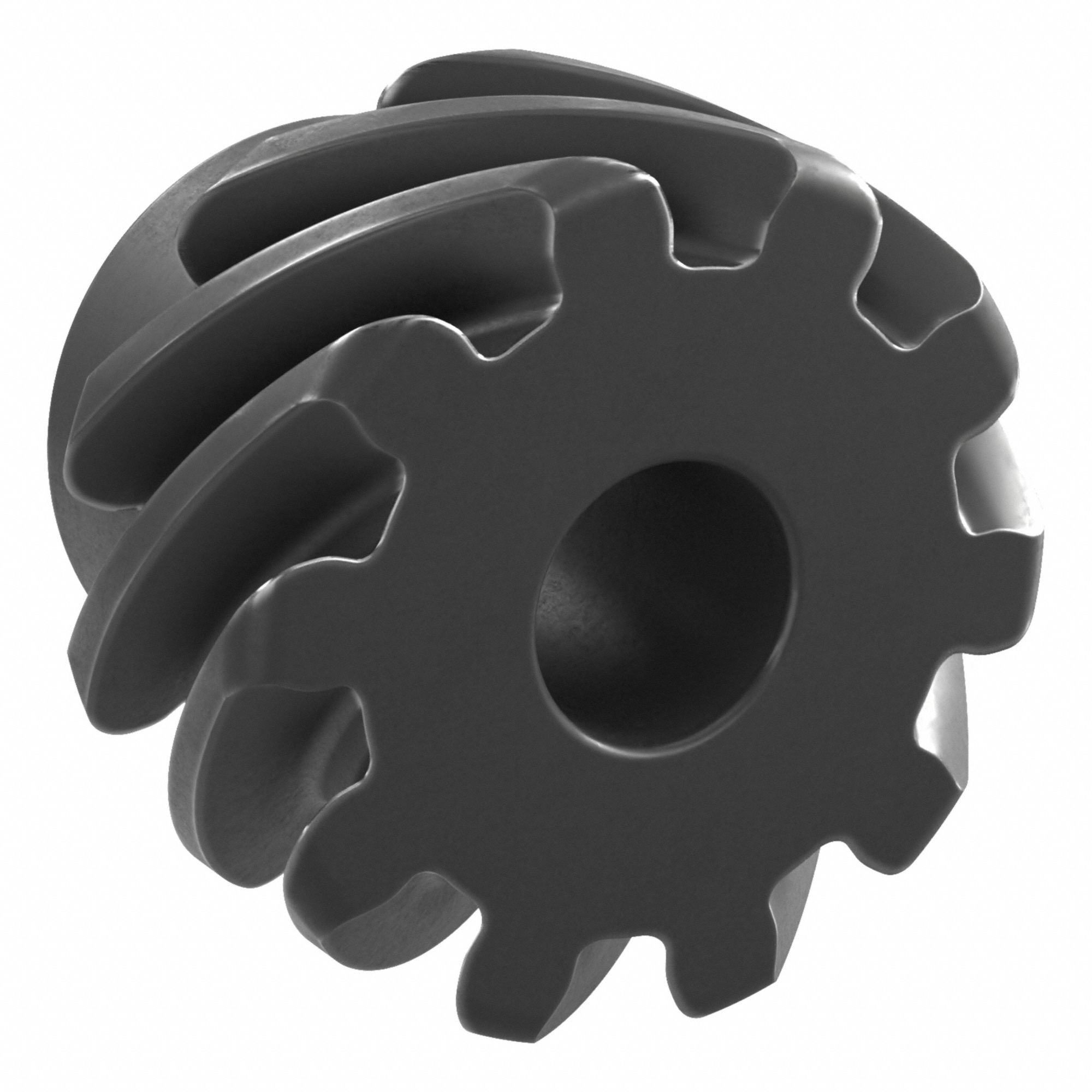 Screw Gear: Left Hand, Module m 4, Black Oxide Coated Carbon Steel, 20 mm Bore Dia, 10 Teeth