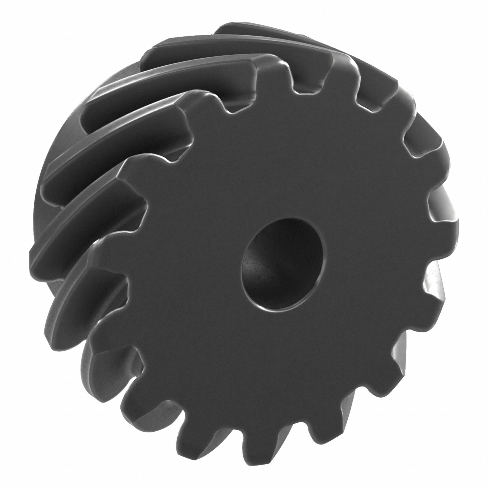 Screw Gear: Left Hand, Module m 4, Black Oxide Coated Carbon Steel, 20 mm Bore Dia, 15 Teeth