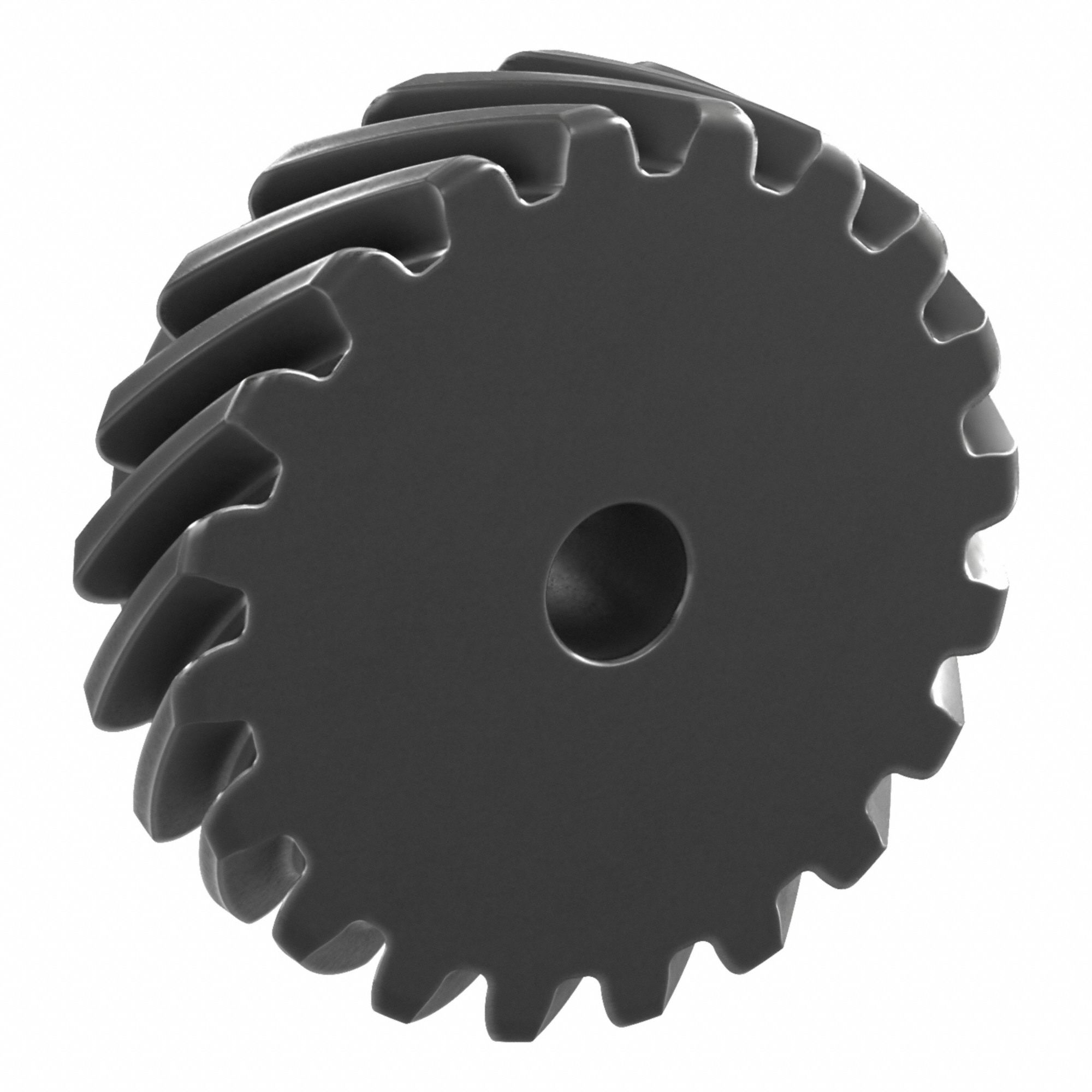 Screw Gear: Left Hand, Module m 4, Black Oxide Coated Carbon Steel, 20 mm Bore Dia, 20 Teeth