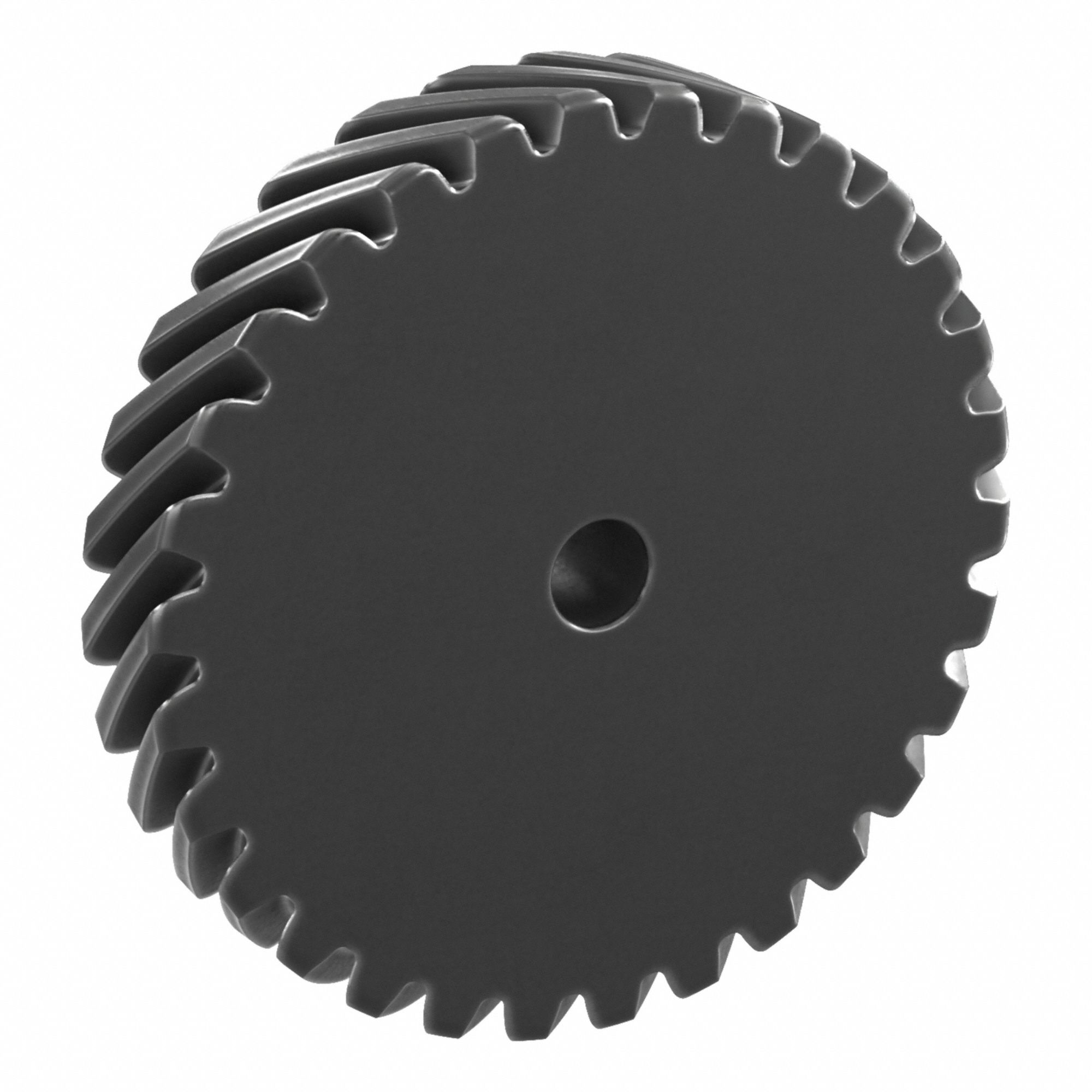 Screw Gear: Left Hand, Module m 4, Black Oxide Coated Carbon Steel, 20 mm Bore Dia, 30 Teeth