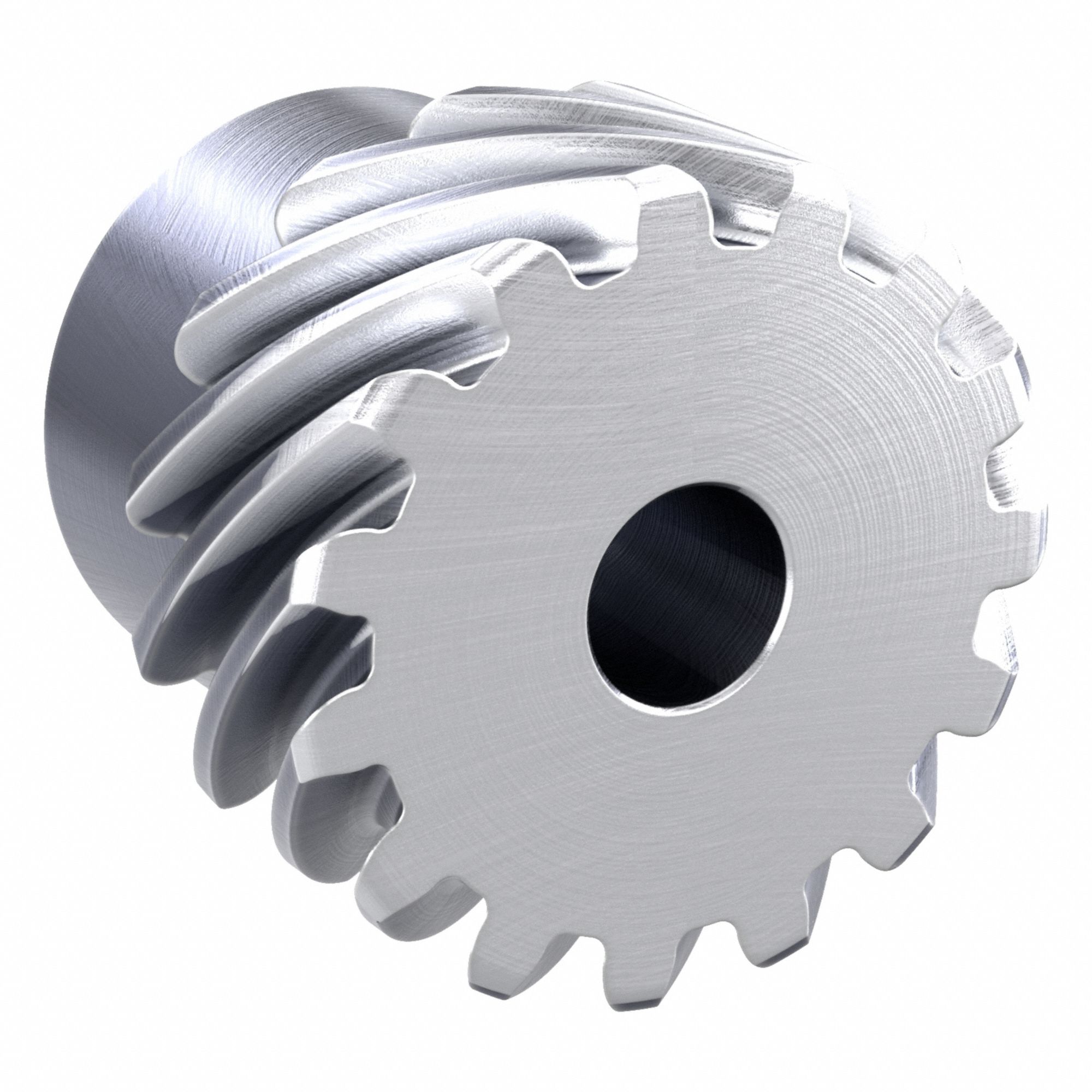 Screw Gear: Left Hand, Module m 1, Stainless Steel, 6 mm Bore Dia, 15 Teeth