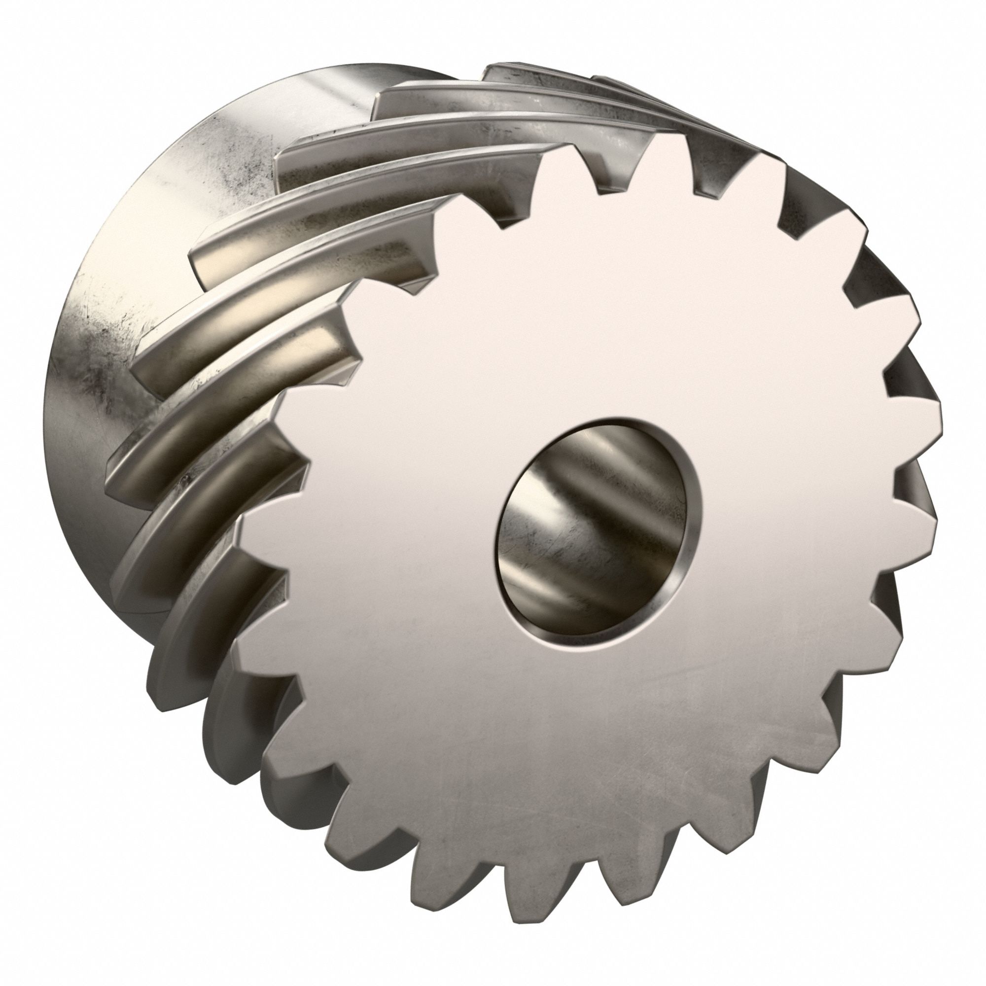 Screw Gear: Left Hand, Module m 1, Stainless Steel, 8 mm Bore Dia, 20 Teeth