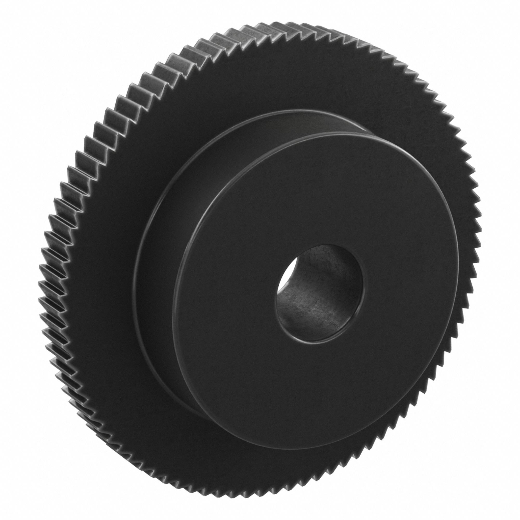 Ratchet Gear: 2.09 Pitch, 90 Teeth, 12 mm Bore Dia, Black Oxide-Coated Steel, 60 mm Outside Dia