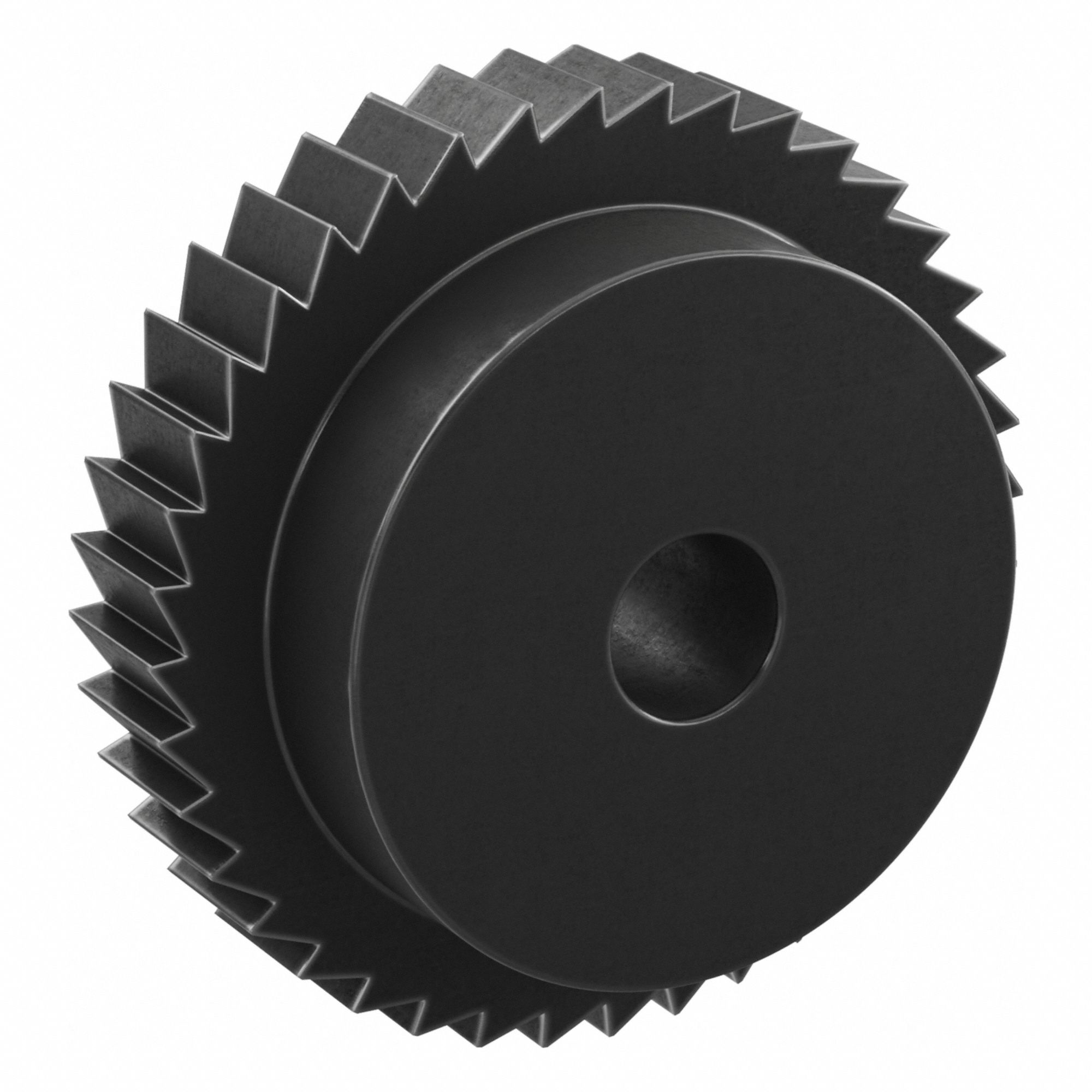 Ratchet Gear: 6.28 Pitch, 40 Teeth, 15 mm Bore Dia, Black Oxide-Coated Steel, 80 mm Outside Dia