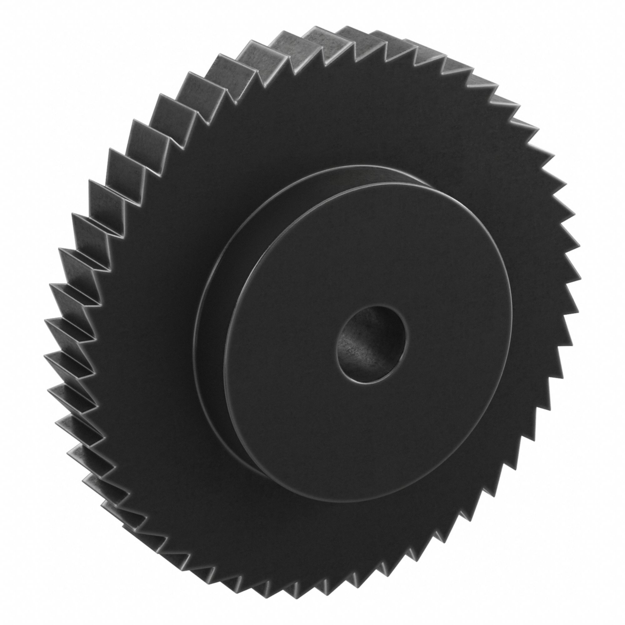 Ratchet Gear: 9.42 Pitch, 50 Teeth, 20 mm Bore Dia, Black Oxide-Coated Steel, 150 mm Outside Dia