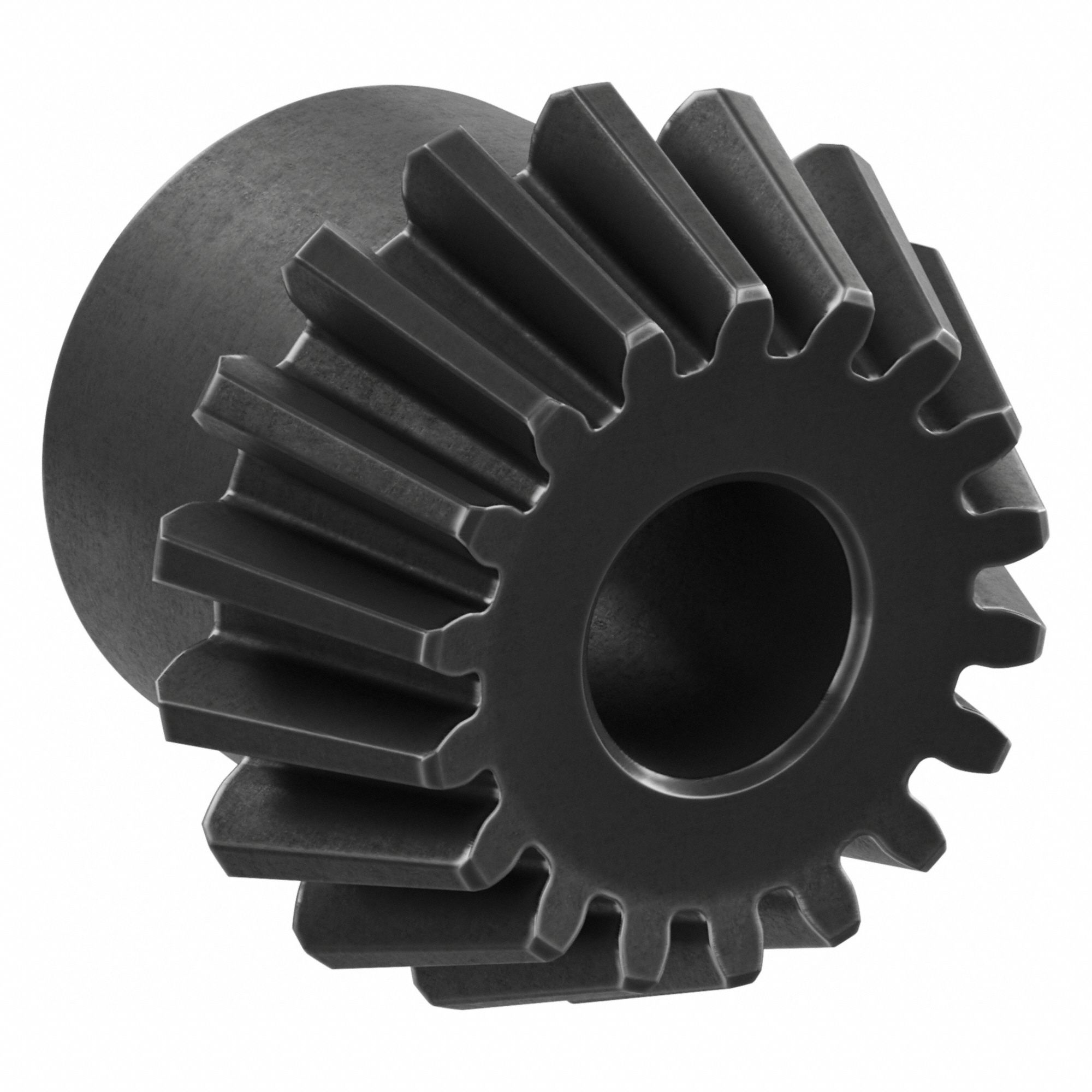 Bevel Gear: Straight, Gear Ratio 2.5, Module m 1, 18 Teeth, Black Oxide-Coated Steel, 6 mm Bore Dia