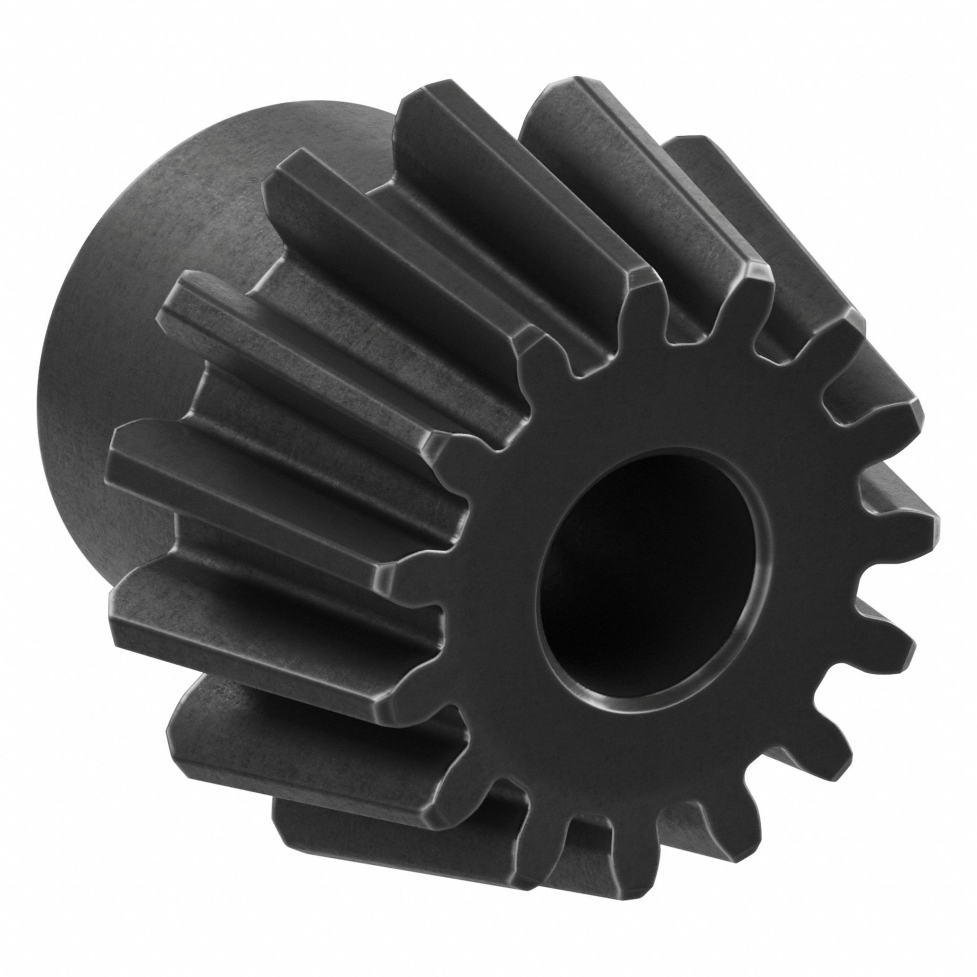 Bevel Gear: Straight, Gear Ratio 4, Module m 2.5, 15 Teeth, Black Oxide-Coated Steel, 12 mm Bore Dia