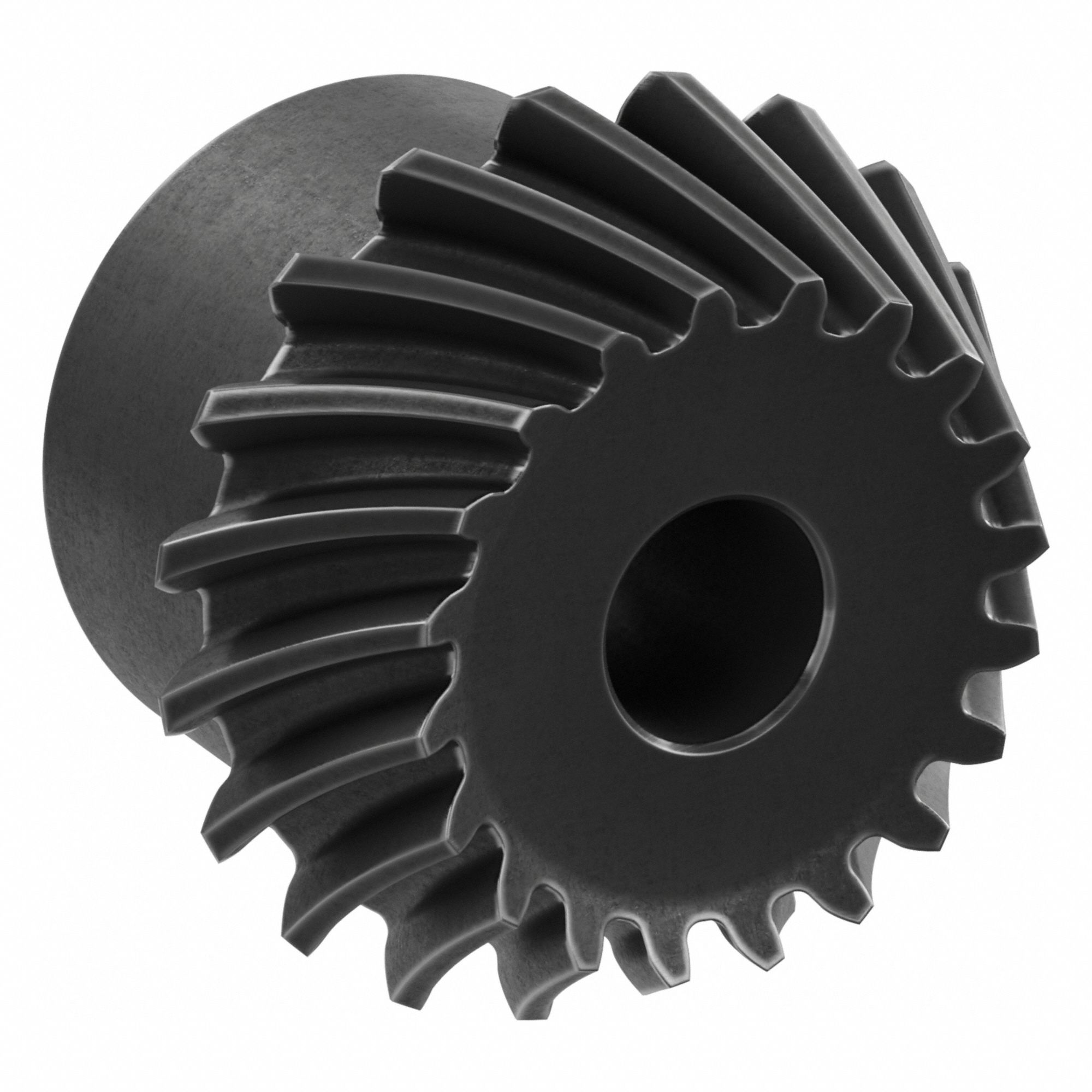 Spiral Bevel Gear: Spiral, Gear Ratio 2, Left Hand, Module m 1.5, 20 Teeth, Black Oxide-Coated Steel