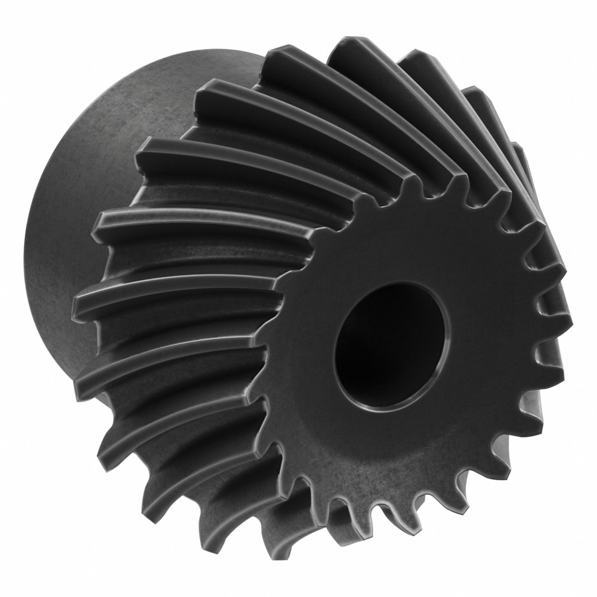 Spiral Bevel Gear: Spiral, Gear Ratio 2, Left Hand, Module m 2.5, 20 Teeth, Black Oxide-Coated Steel