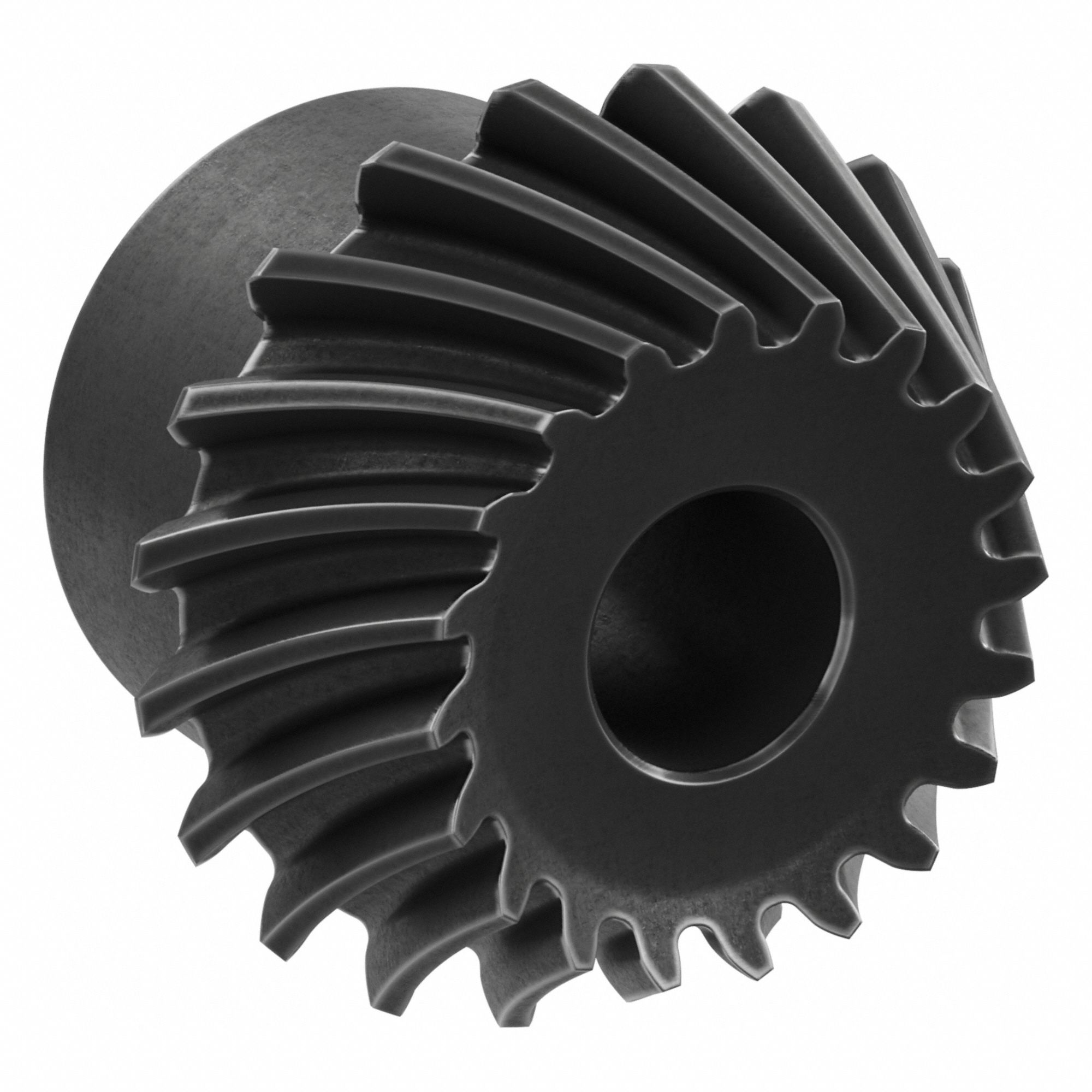 Spiral Bevel Gear: Spiral, Gear Ratio 2, Left Hand, Module m 2, 20 Teeth, Black Oxide-Coated Steel