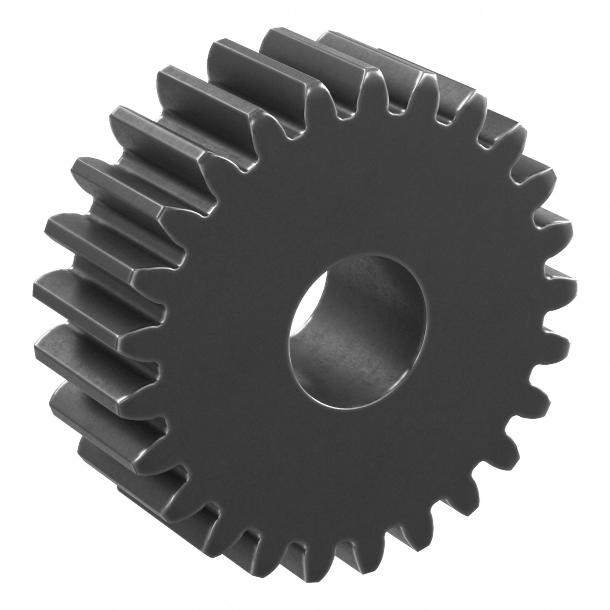 Hubless Spur Gear: Module m 1, 25 Teeth, 8 mm Bore Dia, Black Oxide Coated Carbon Steel, Plain Bore