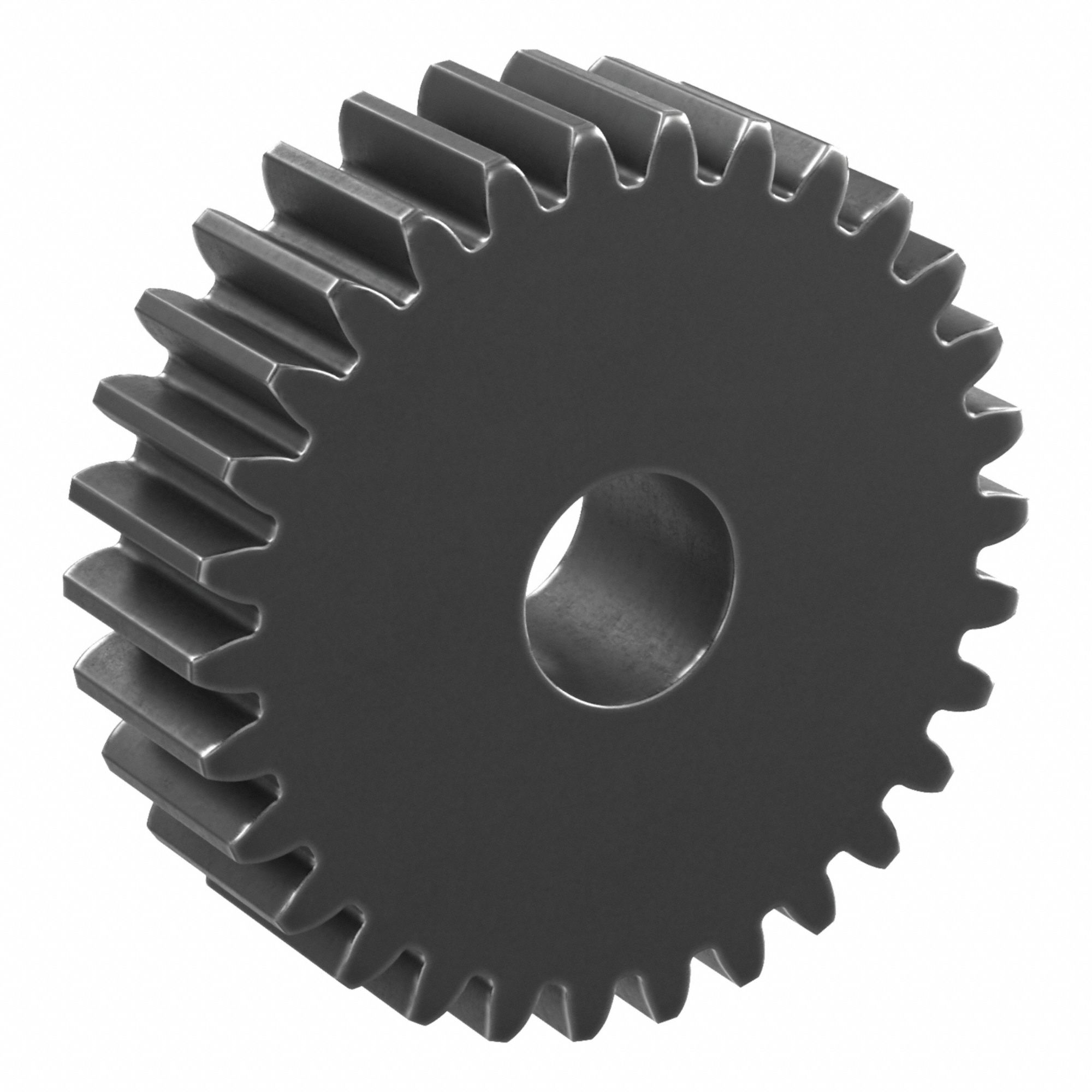 Hubless Spur Gear: Module m 1, 30 Teeth, 8 mm Bore Dia, Black Oxide Coated Carbon Steel, Plain Bore