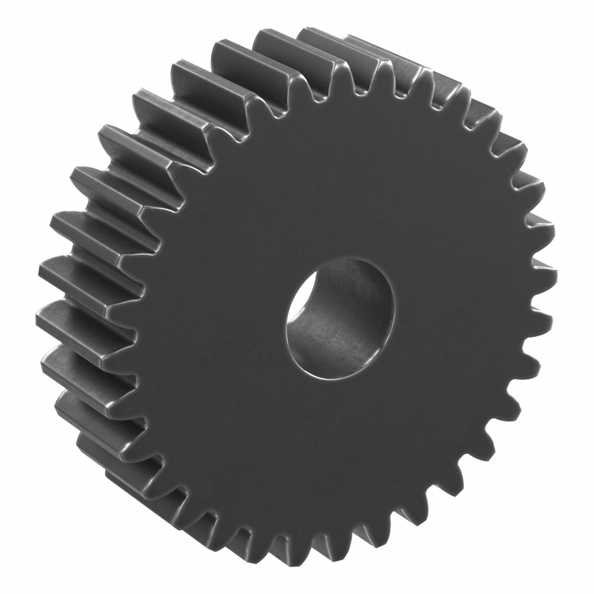 Hubless Spur Gear: Module m 1, 32 Teeth, 8 mm Bore Dia, Black Oxide Coated Carbon Steel, Plain Bore