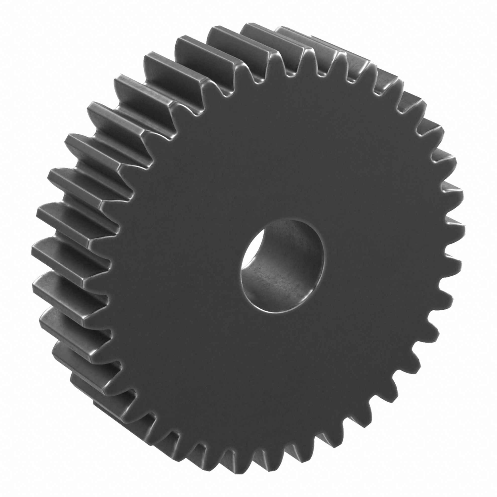 Hubless Spur Gear: Module m 1, 35 Teeth, 8 mm Bore Dia, Black Oxide Coated Carbon Steel, Plain Bore