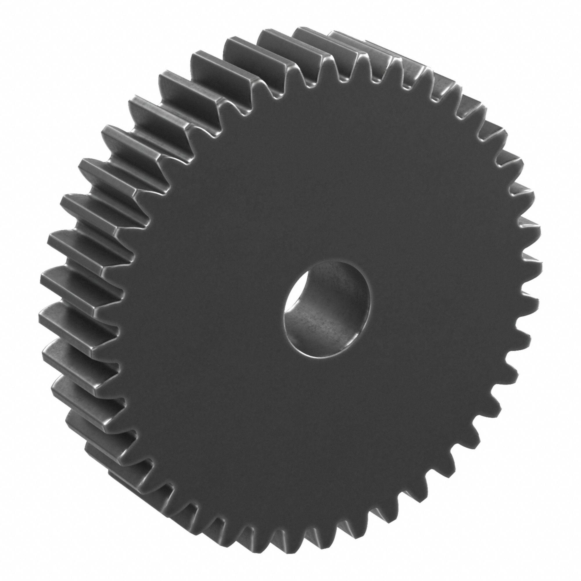 Hubless Spur Gear: Module m 1, 40 Teeth, 8 mm Bore Dia, Black Oxide Coated Carbon Steel, Plain Bore