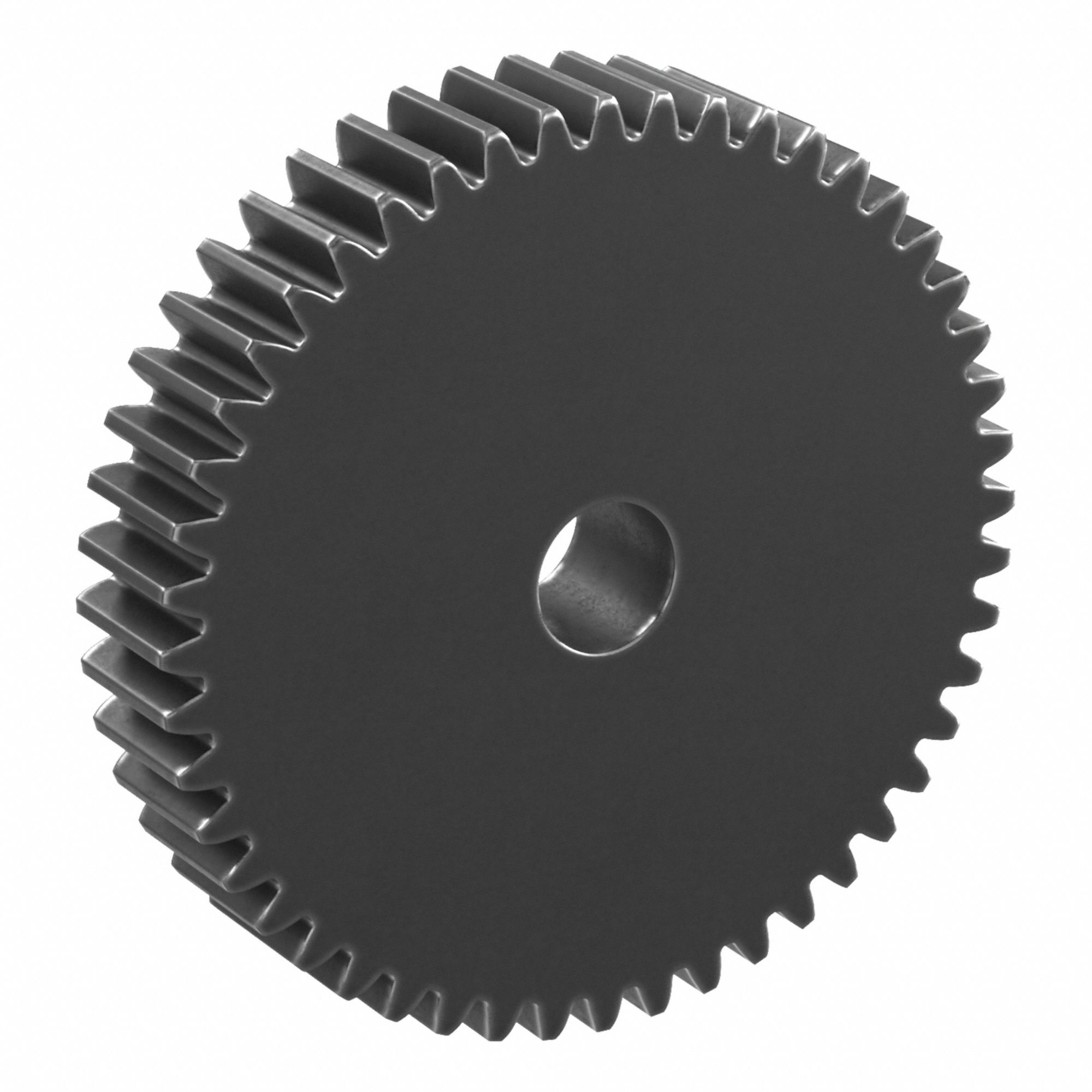 Hubless Spur Gear: Module m 1, 48 Teeth, 8 mm Bore Dia, Black Oxide Coated Carbon Steel, Plain Bore