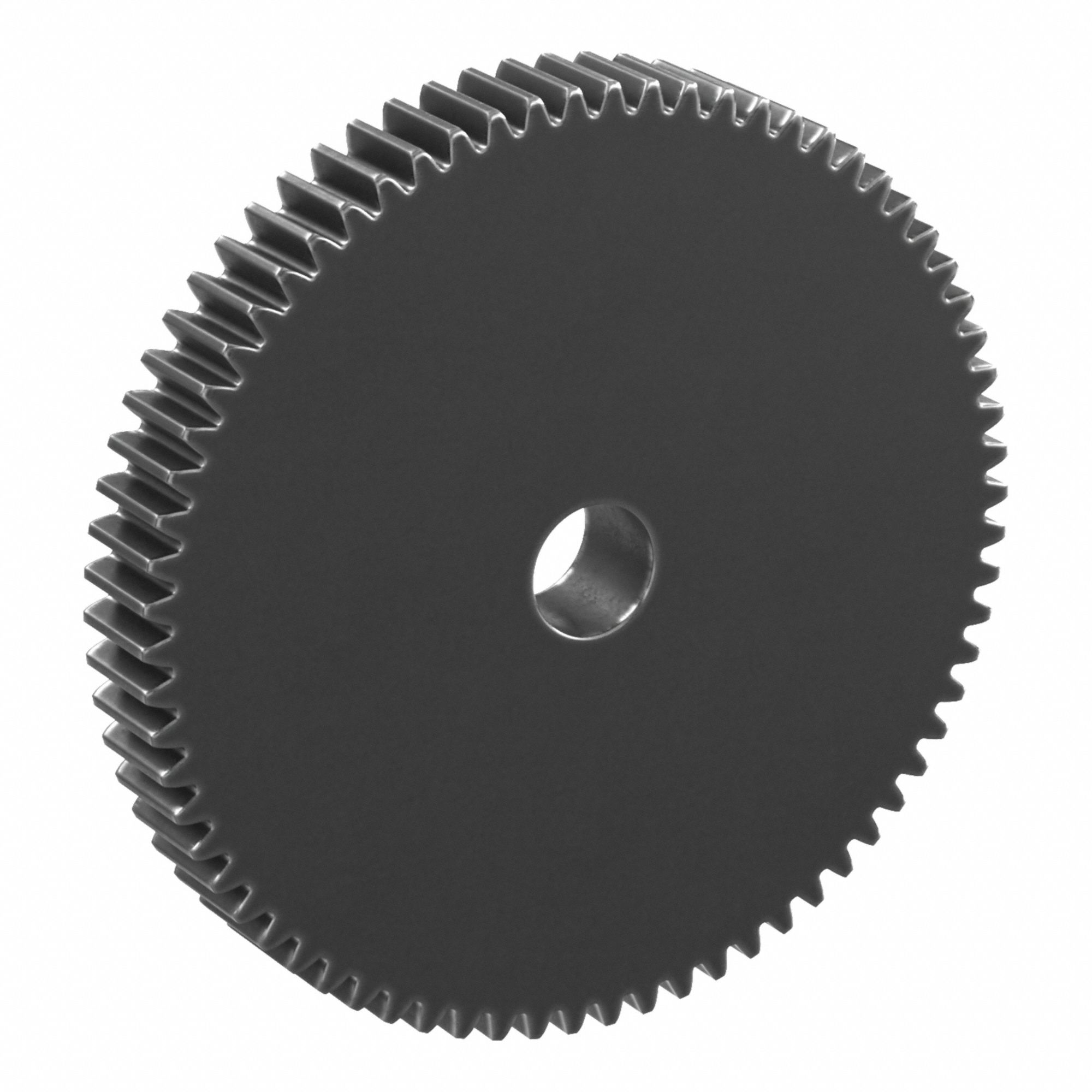 Hubless Spur Gear: Module m 1, 70 Teeth, 10 mm Bore Dia, Black Oxide Coated Carbon Steel, Plain Bore