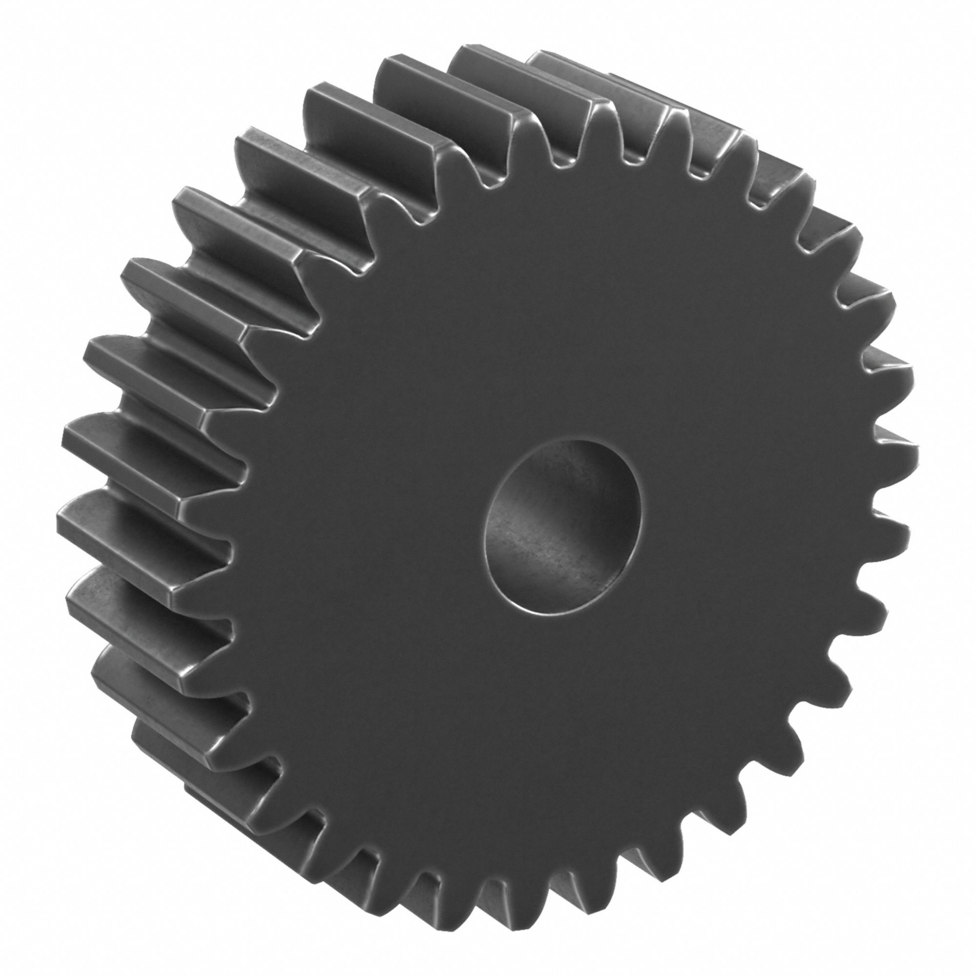 Hubless Spur Gear: Module m 1.5, 30 Teeth, 10 mm Bore Dia, Black Oxide Coated Carbon Steel, Hubless