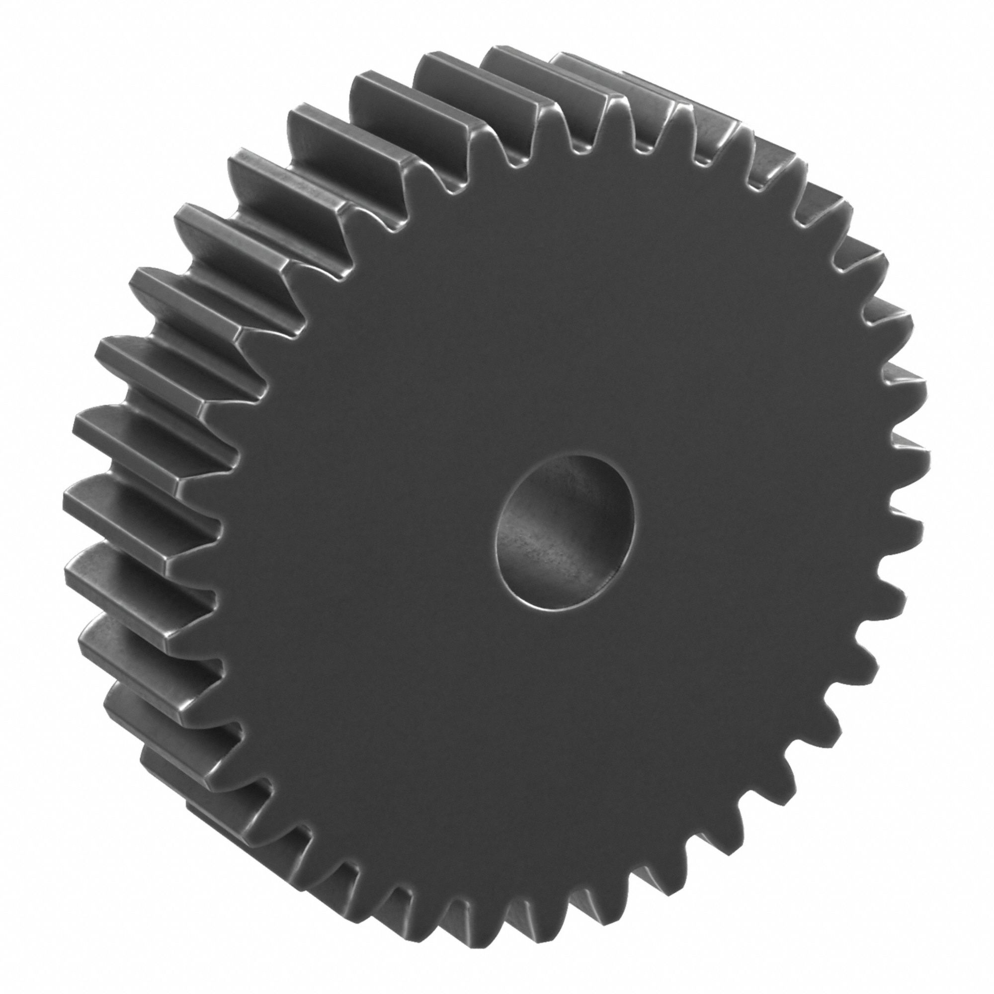 Hubless Spur Gear: Module m 1.5, 35 Teeth, 10 mm Bore Dia, Black Oxide Coated Carbon Steel, Hubless