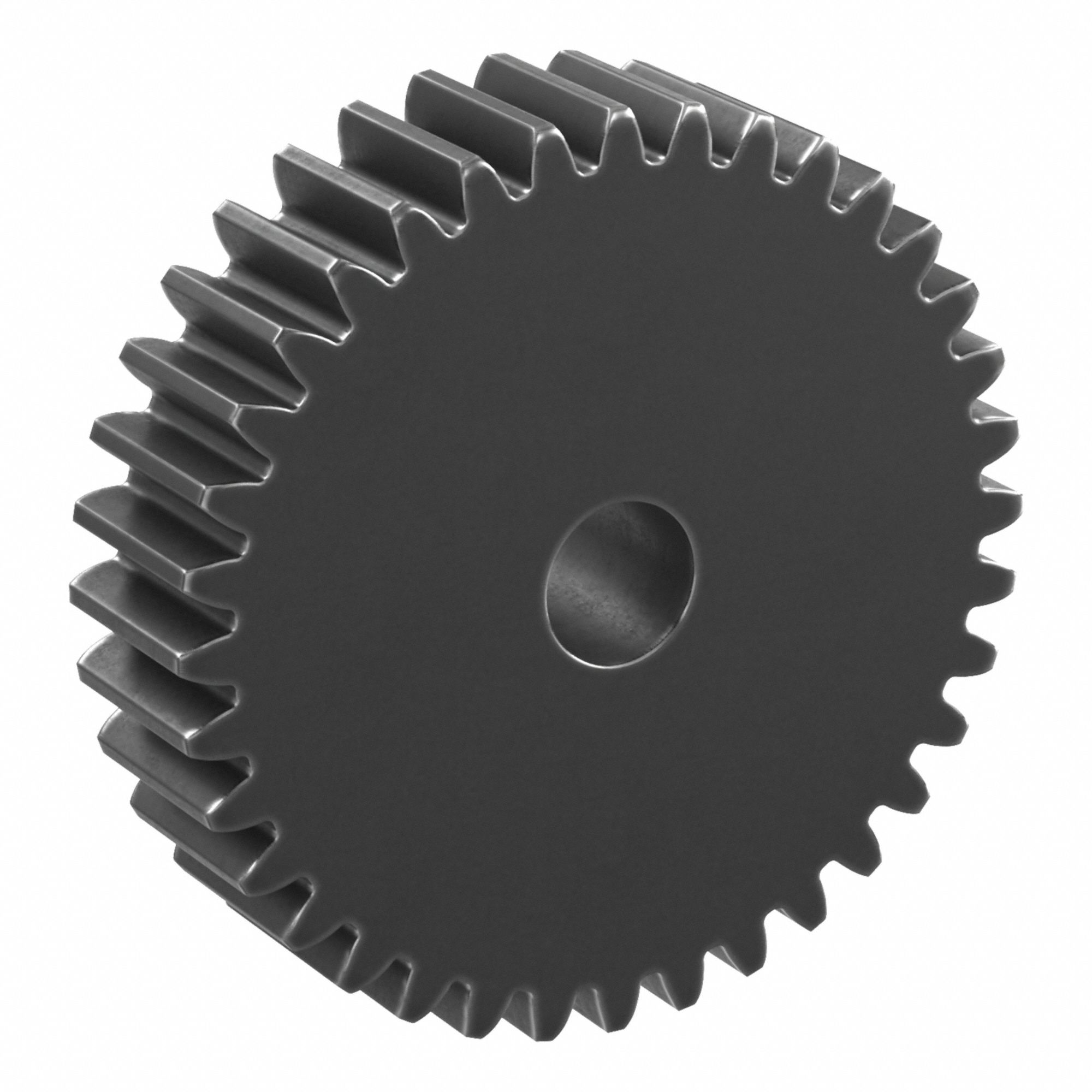 Hubless Spur Gear: Module m 1.5, 36 Teeth, 10 mm Bore Dia, Black Oxide Coated Carbon Steel, Hubless