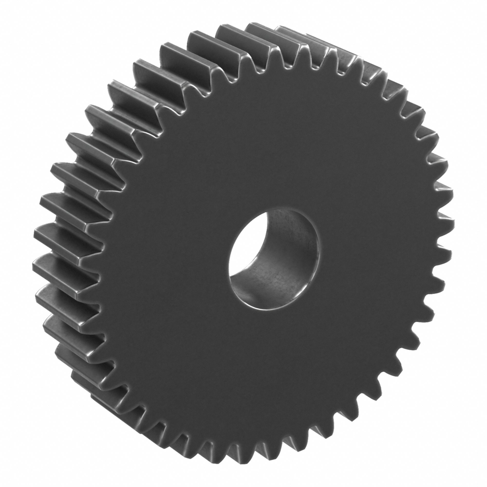 Hubless Spur Gear: Module m 1.5, 40 Teeth, 15 mm Bore Dia, Black Oxide Coated Carbon Steel, Hubless