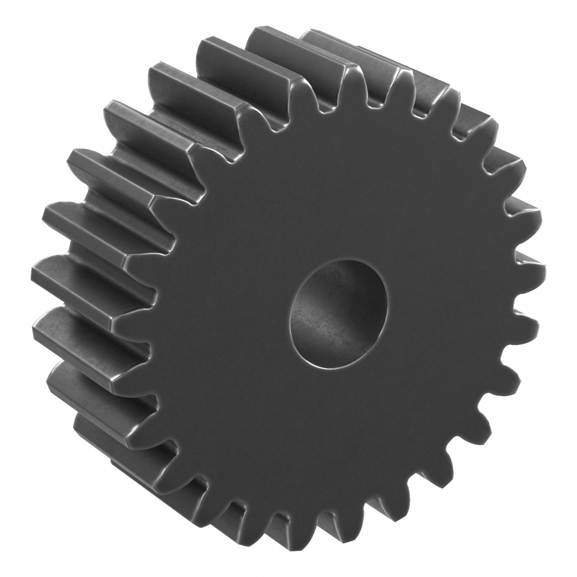 Hubless Spur Gear: Module m 2, 25 Teeth, 12 mm Bore Dia, Black Oxide Coated Carbon Steel, Plain Bore