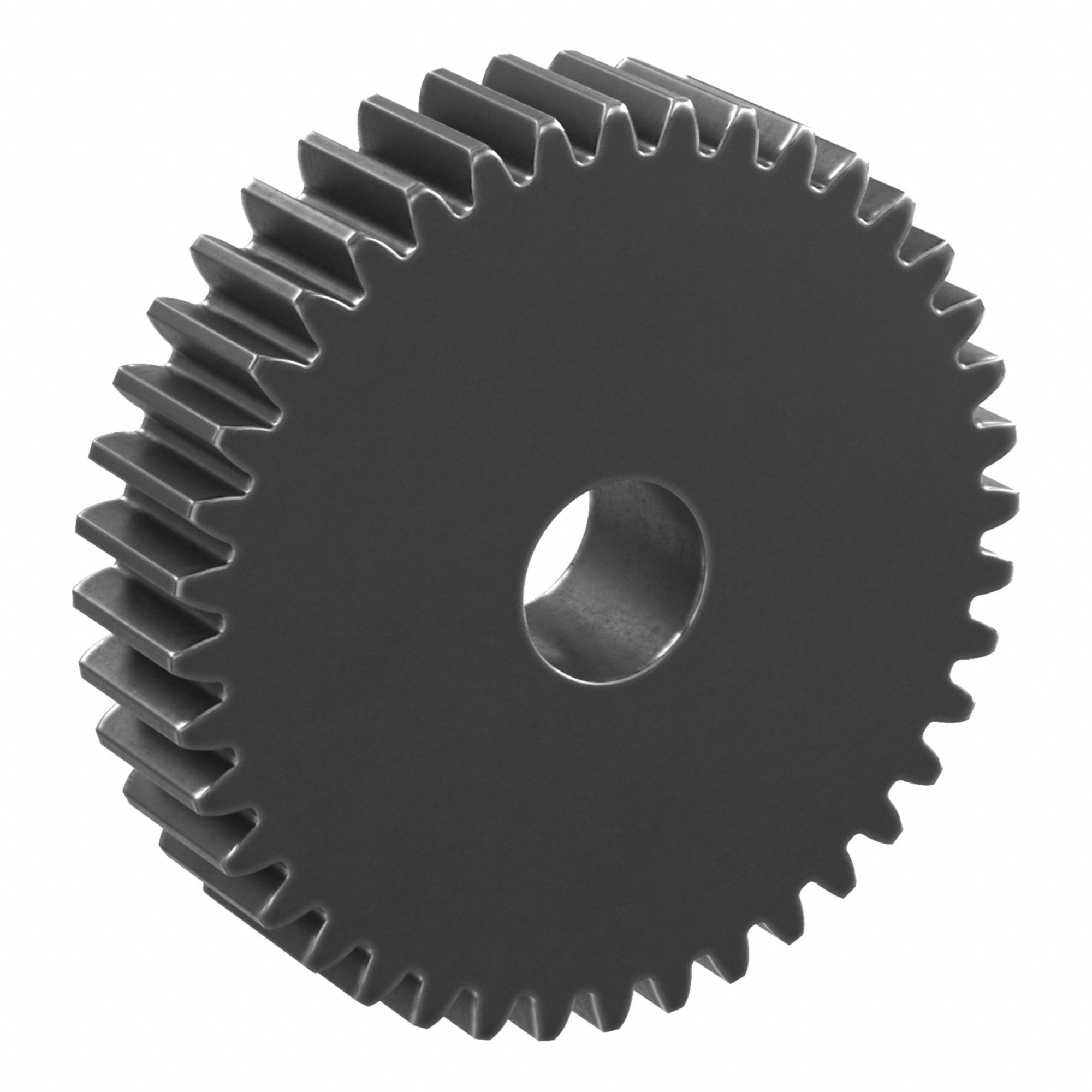 Hubless Spur Gear: Module m 2, 40 Teeth, 18 mm Bore Dia, Black Oxide Coated Carbon Steel, Plain Bore