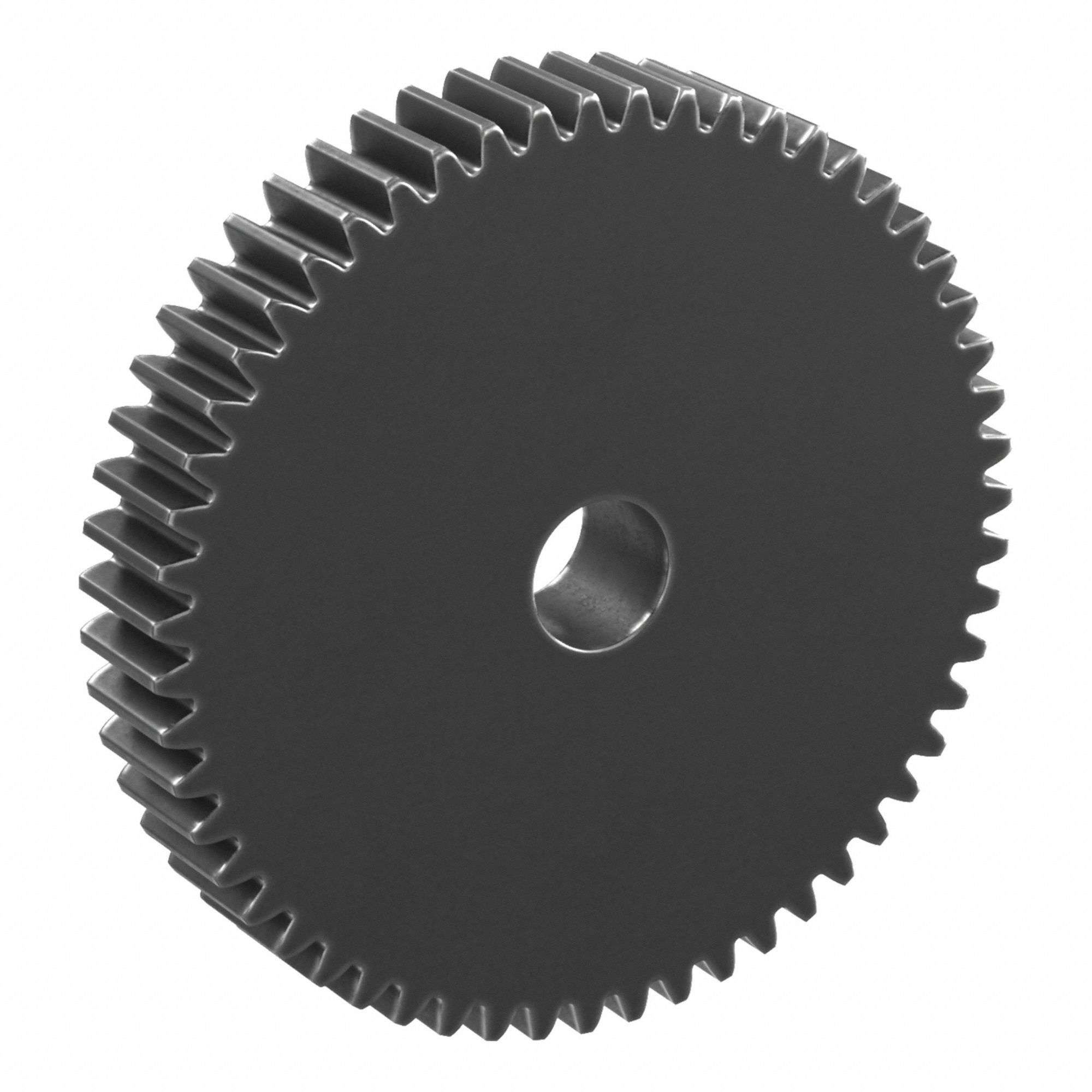 Hubless Spur Gear: Module m 2, 55 Teeth, 18 mm Bore Dia, Black Oxide Coated Carbon Steel, Plain Bore