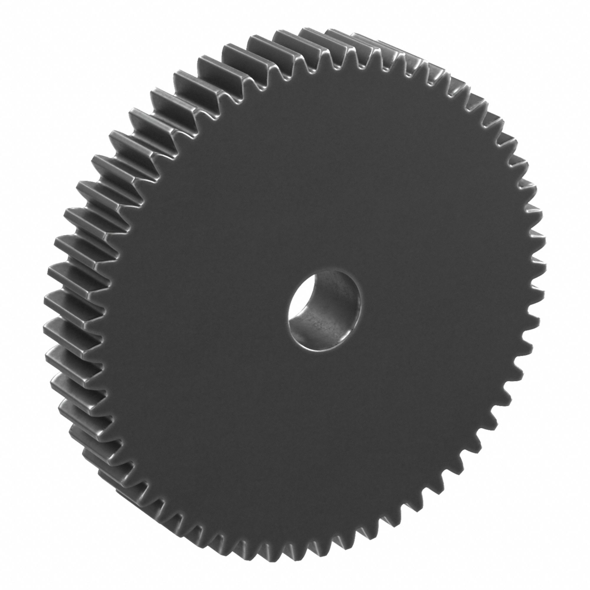 Hubless Spur Gear: Module m 2, 56 Teeth, 18 mm Bore Dia, Black Oxide Coated Carbon Steel, Plain Bore