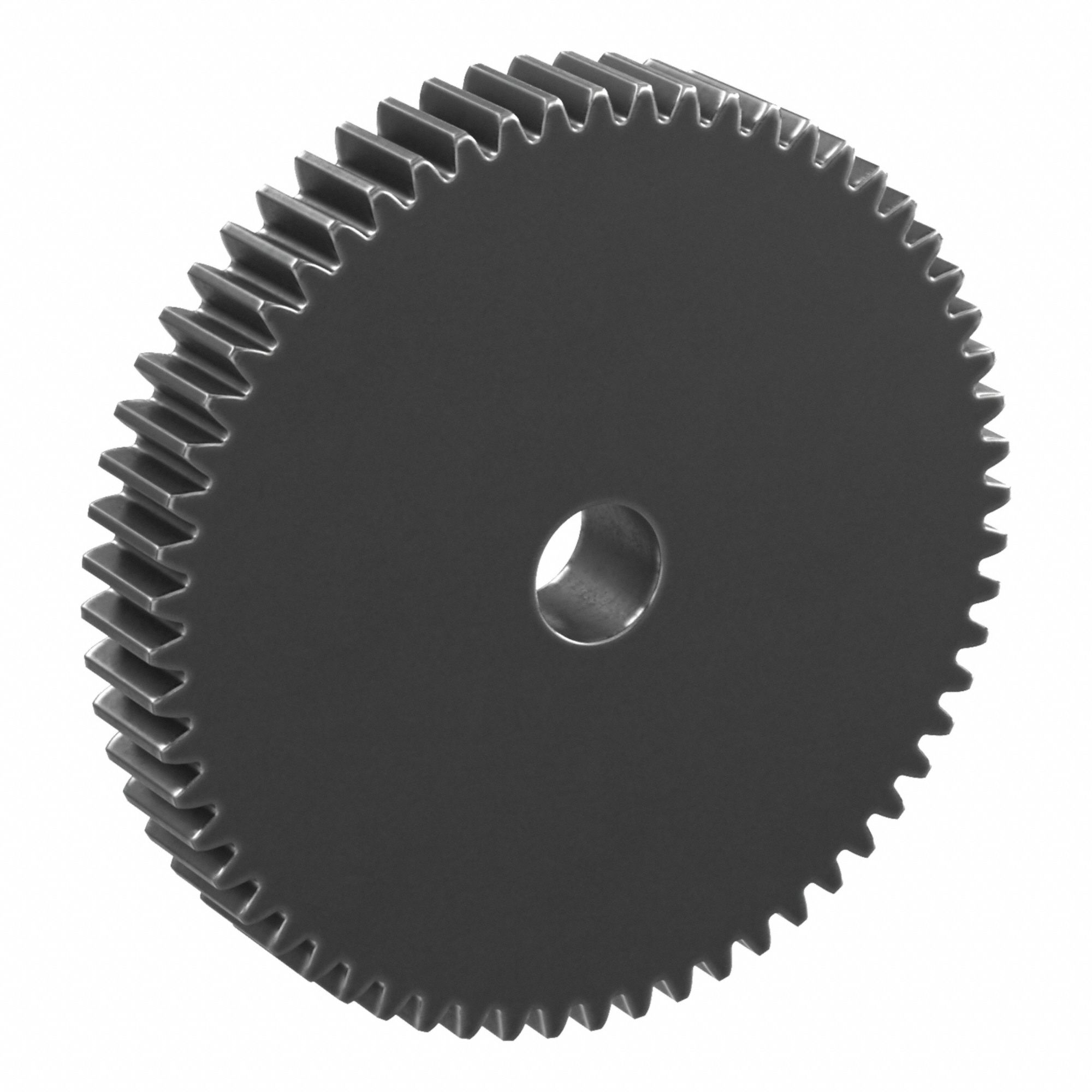 Hubless Spur Gear: Module m 2, 60 Teeth, 18 mm Bore Dia, Black Oxide Coated Carbon Steel, Plain Bore