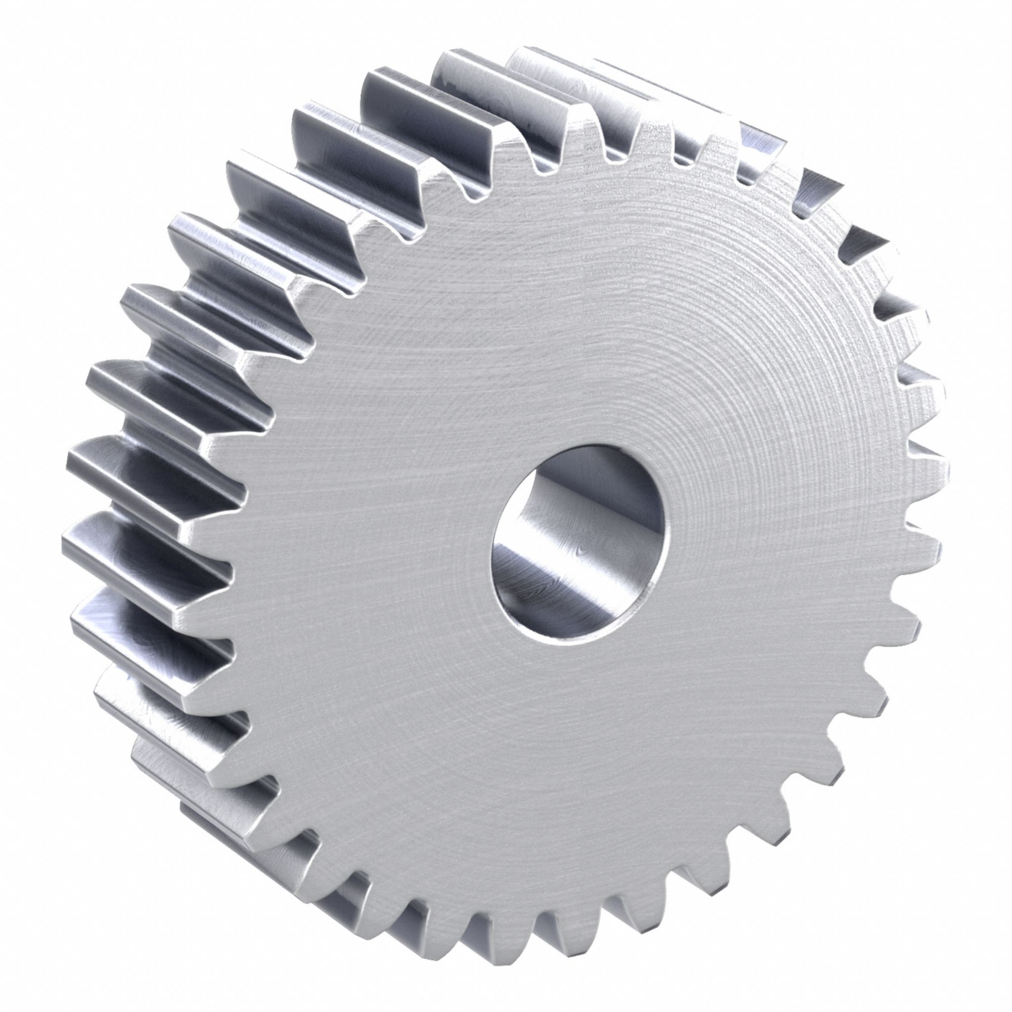 Hubless Spur Gear: Module m 2, 32 Teeth, 15 mm Bore Dia, Stainless Steel, 20° Pressure Angle