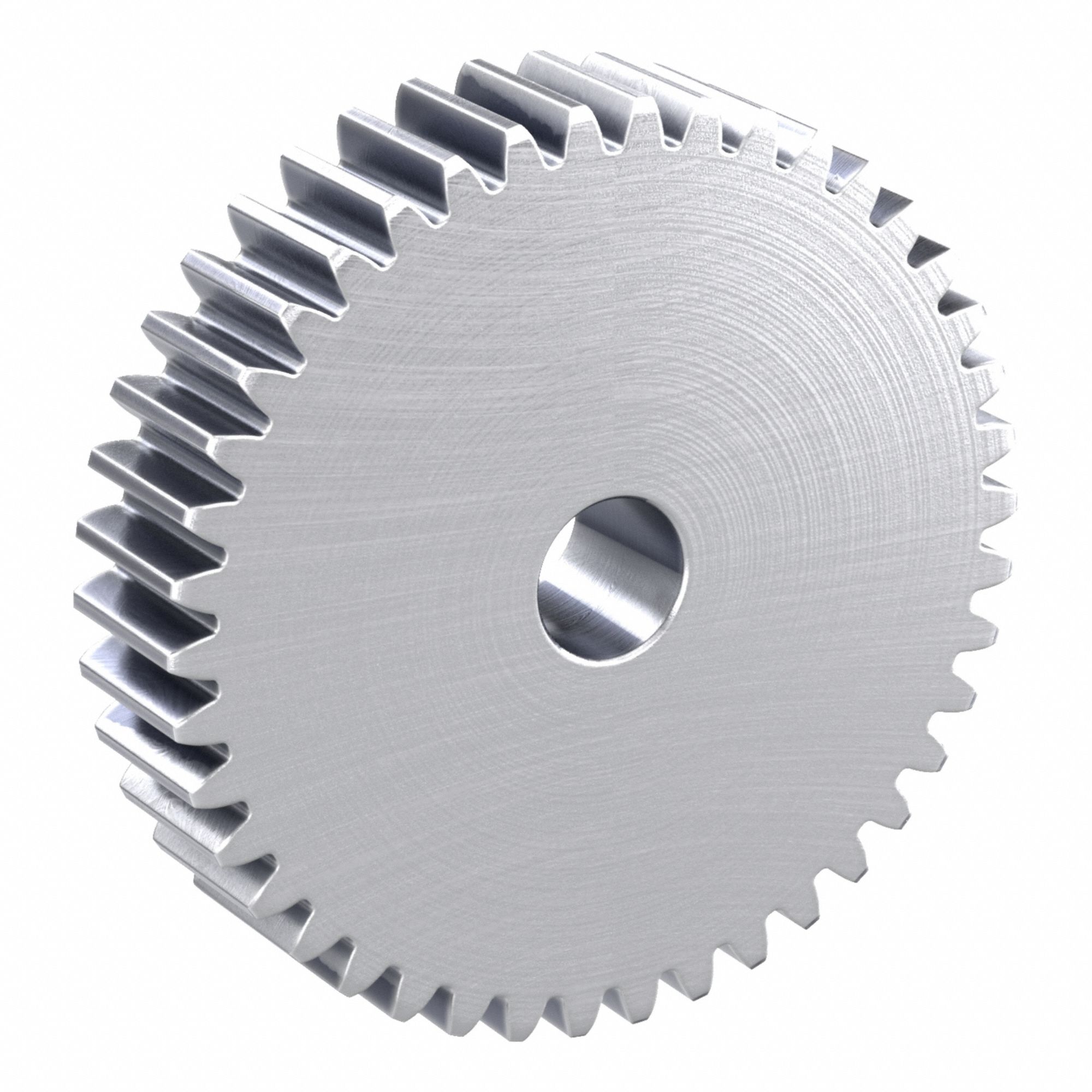 Hubless Spur Gear: Module m 2, 42 Teeth, 15 mm Bore Dia, Stainless Steel, 20° Pressure Angle
