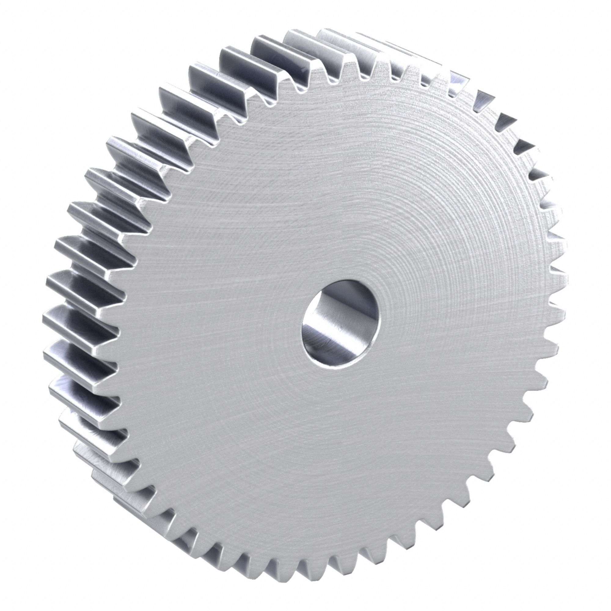 Hubless Spur Gear: Module m 2, 45 Teeth, 15 mm Bore Dia, Stainless Steel, 20° Pressure Angle