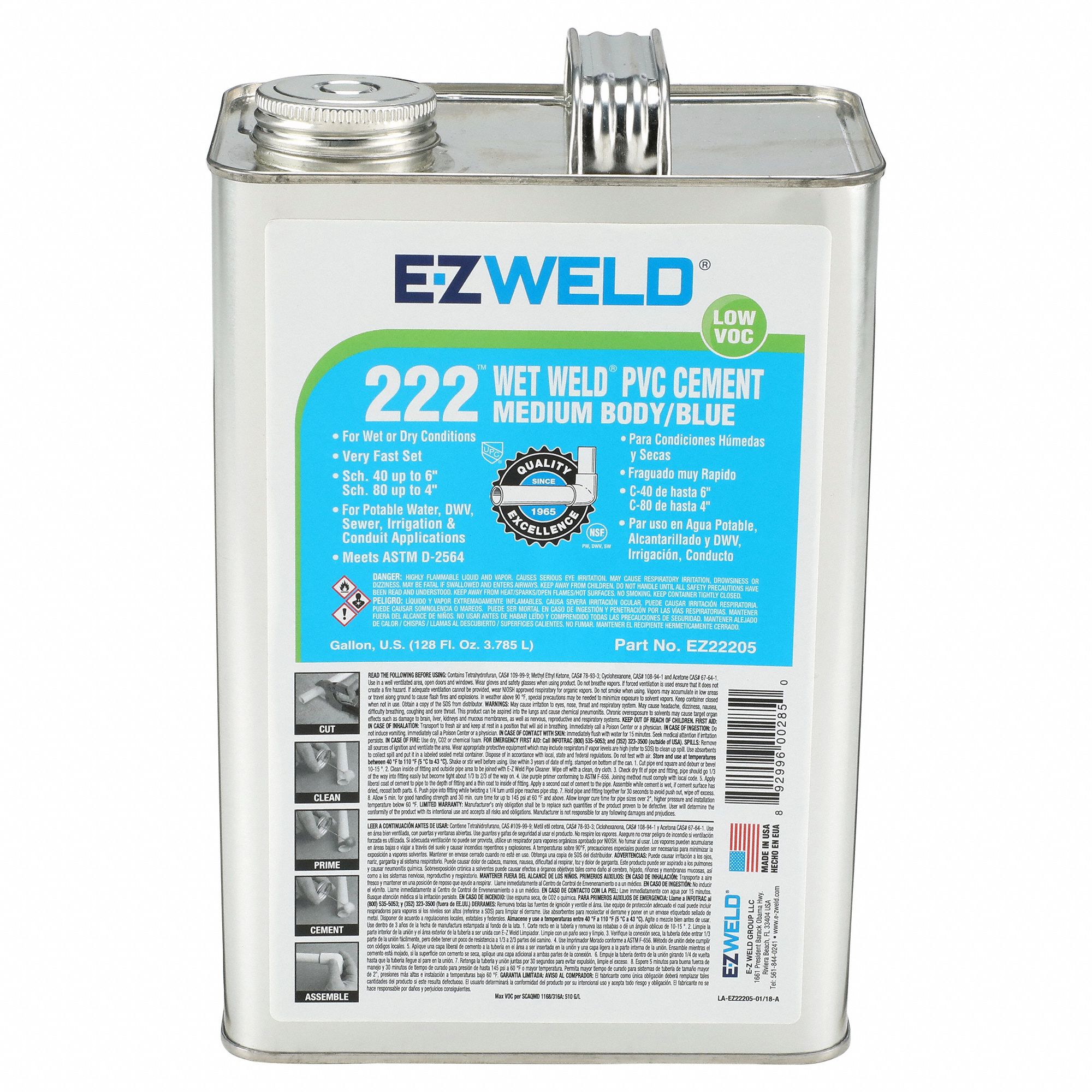 EZ WELD, Enviro 205, 1 gal, Pipe Cement 793DZ9EZ32205N Grainger