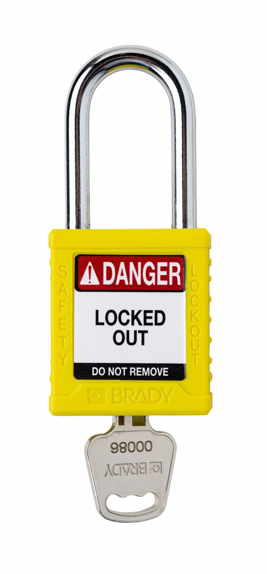 Padlock: Keyed Different, Nylon, Std Body Body Size, Steel, Std, Yellow, 1 Pack Size, Plastic