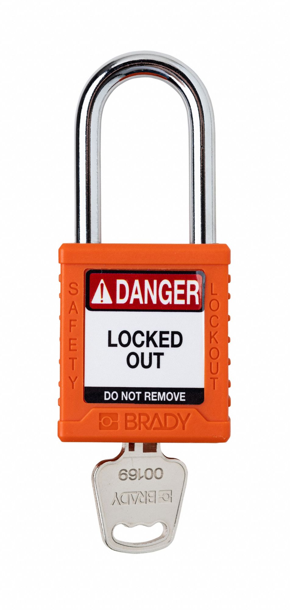 Padlock: Keyed Different, Nylon, Std Body Body Size, Steel, Std, Orange, 1 Pack Size, Plastic