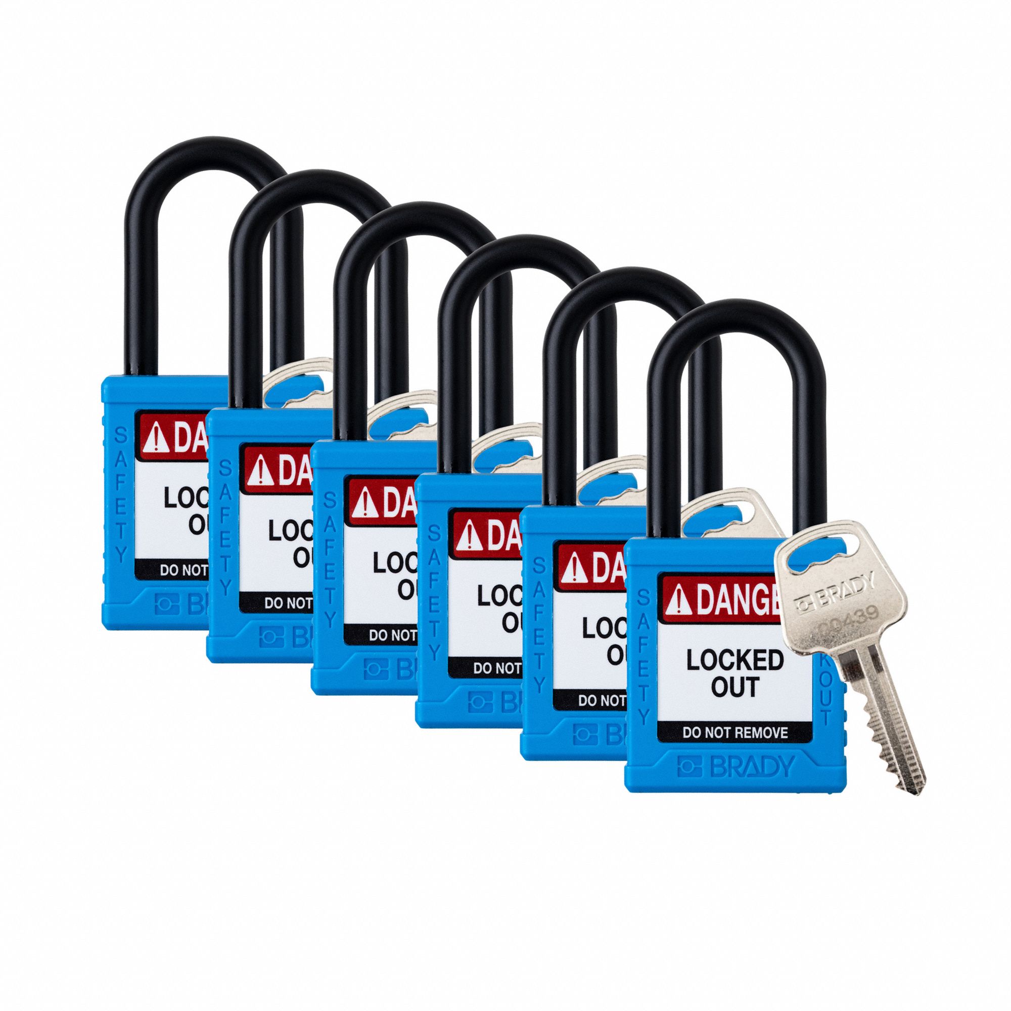 Padlock: Keyed Alike, Nylon, Std Body Body Size, Plastic, Std, Blue, 6 Pack Size, Plastic