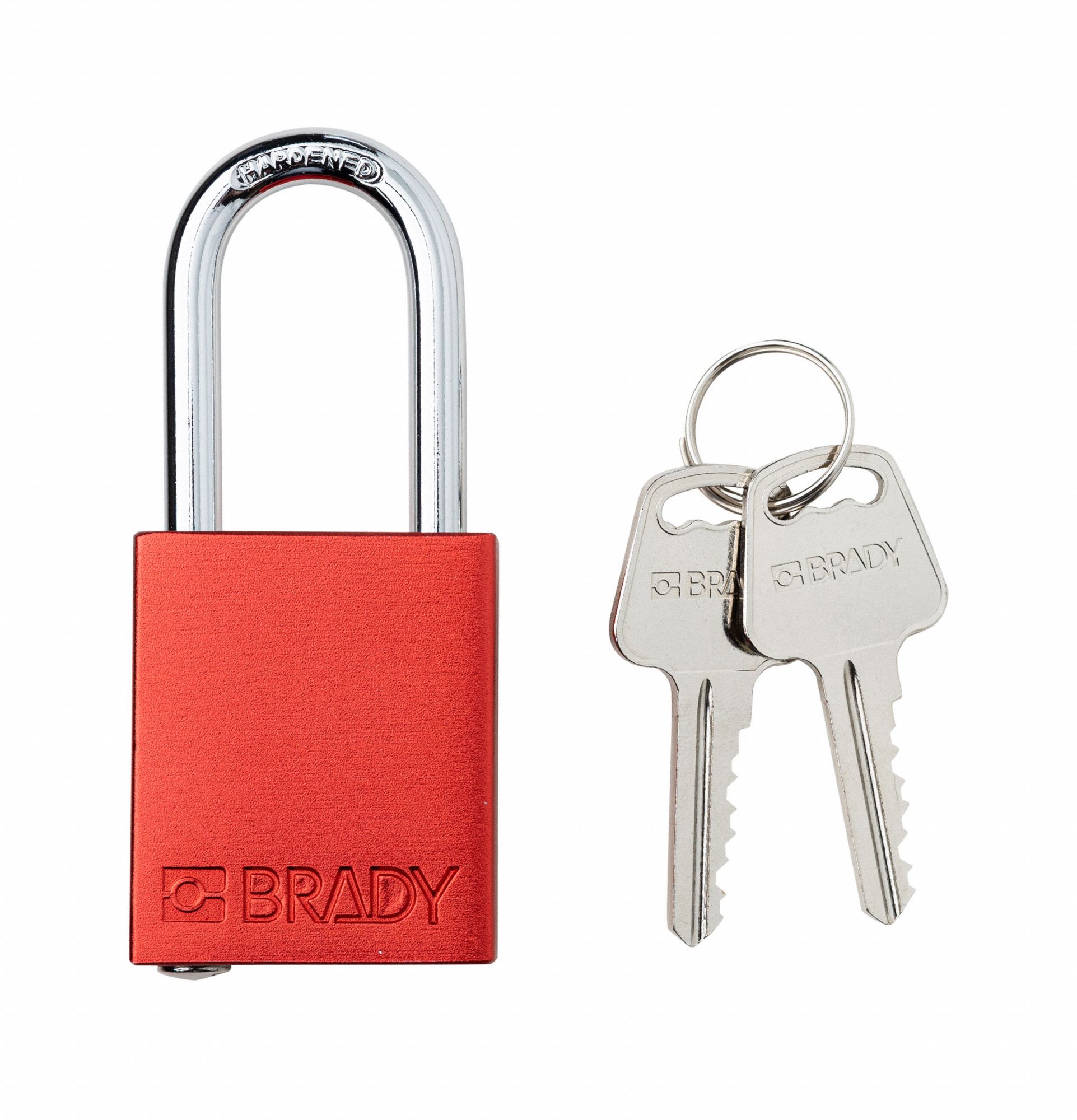 Padlock: Keyed Different, Aluminum, Std Body Body Size, Steel, Std, Red, 1 Pack Size, Aluminum