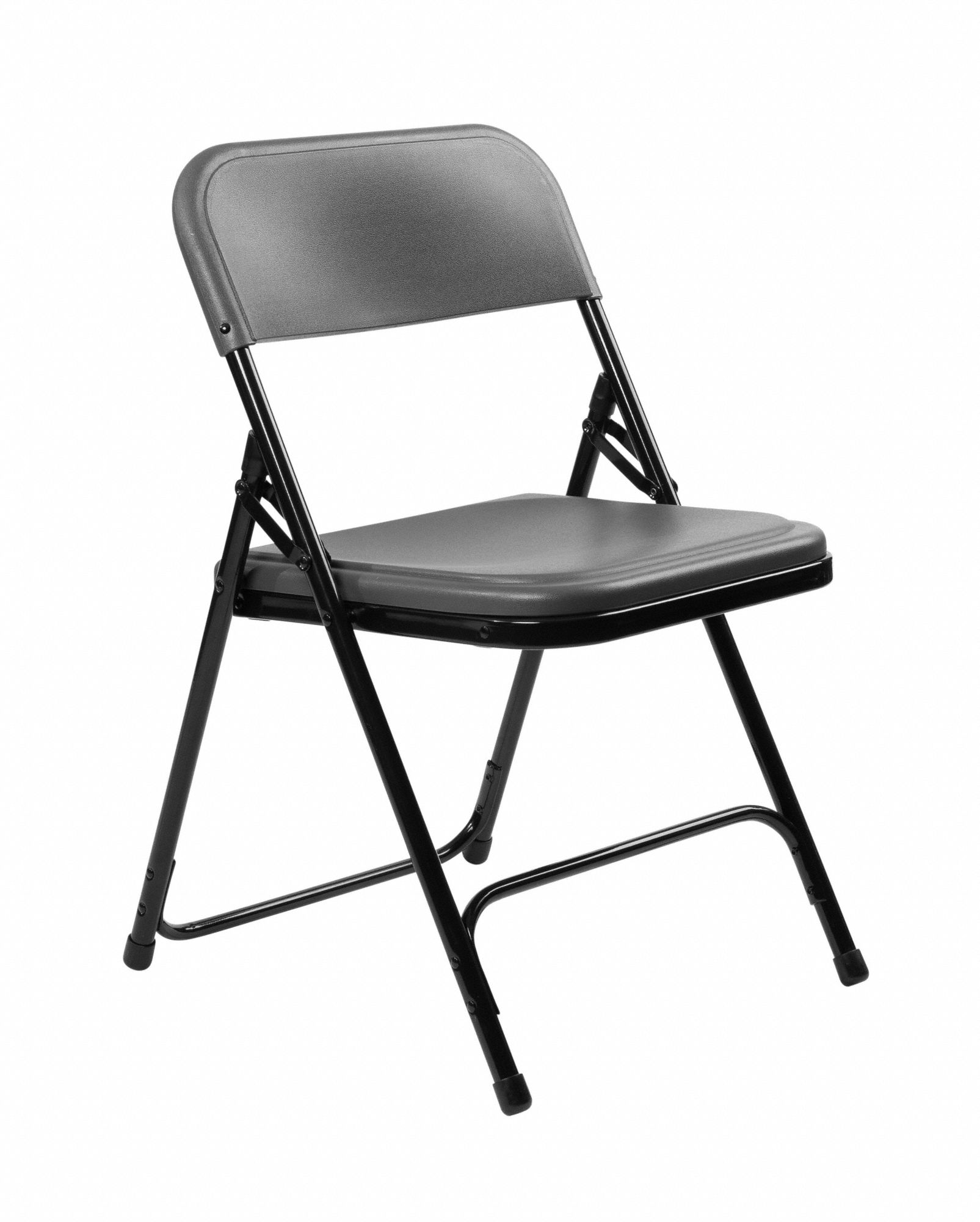 Folding Chair: Plastic Seat, Steel Frame, Charcoal Seat, 500 lb Wt Capacity