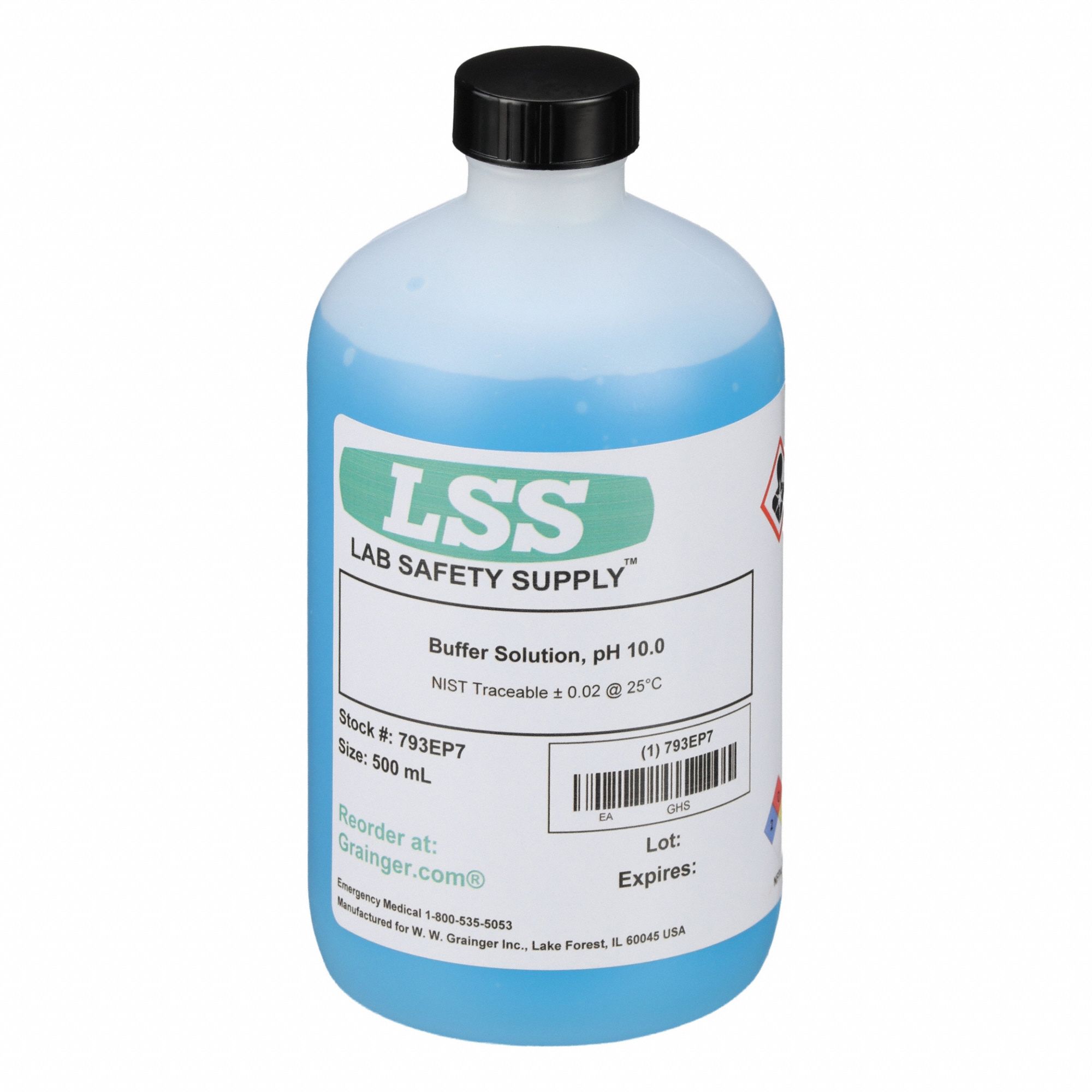 pH Buffer- Color Coded Blue: 500 mL, Liquid, 793EP7, Bottle, Universal, Lab, 1