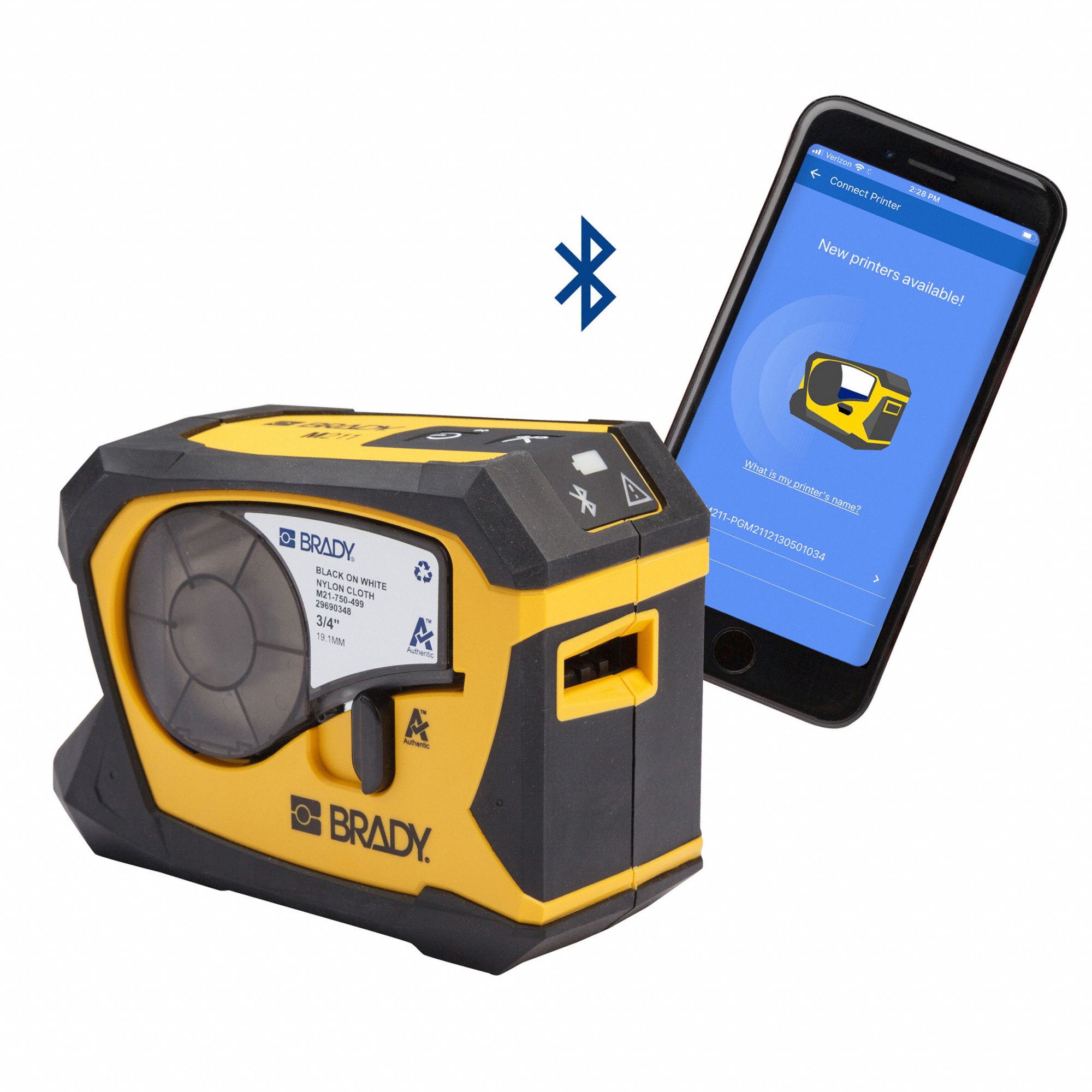 BRADY Portable Printer Bluetooth Connected, 3/4", 203 dpi Printhead