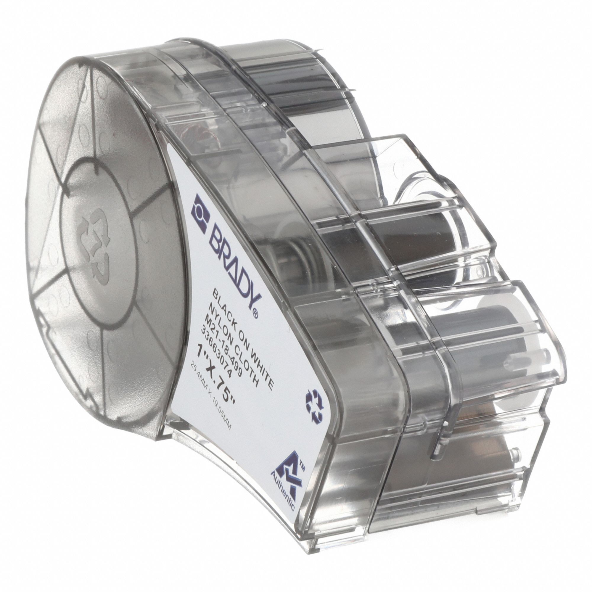 Combined Label and Ribbon Cartridge: 3/4 in x 1 in, Acrylic, Permanent Adhesive, 121 Labels