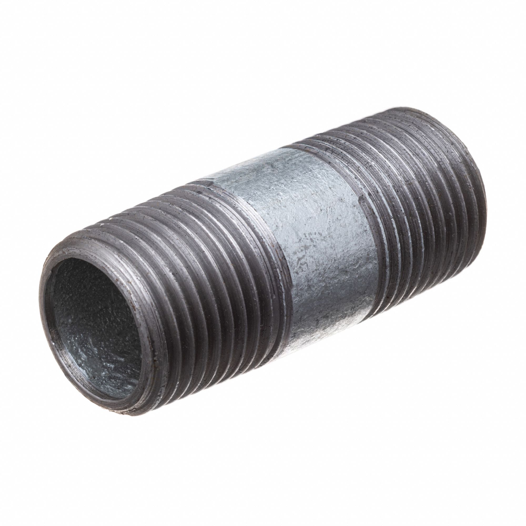 Galvanized Steel Pipe Nipple: Galvanized Steel, 1 1/2 in Nominal Pipe Size, 2 in Overall Lg, Welded