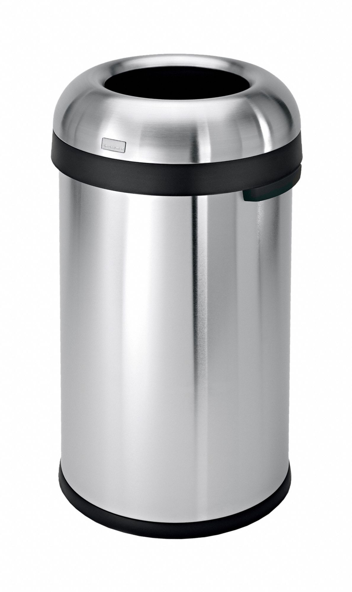 Trash Can: Stainless Steel, 16 gal Container Capacity, Dome Top, 16 1/4 in Overall Dia