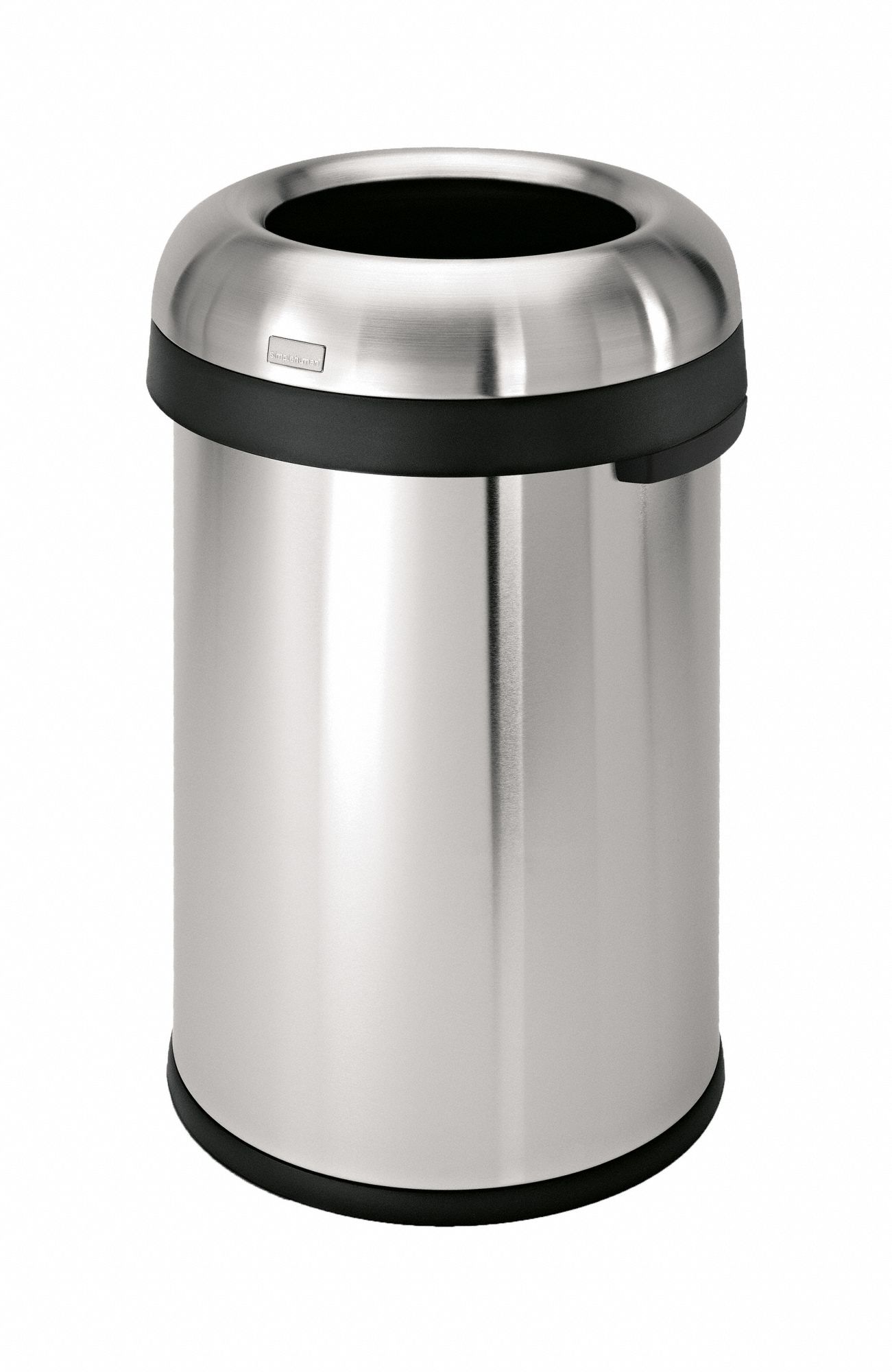 Trash Can: Stainless Steel, 21 gal Container Capacity, Dome Top, 17 3/4 in Overall Dia