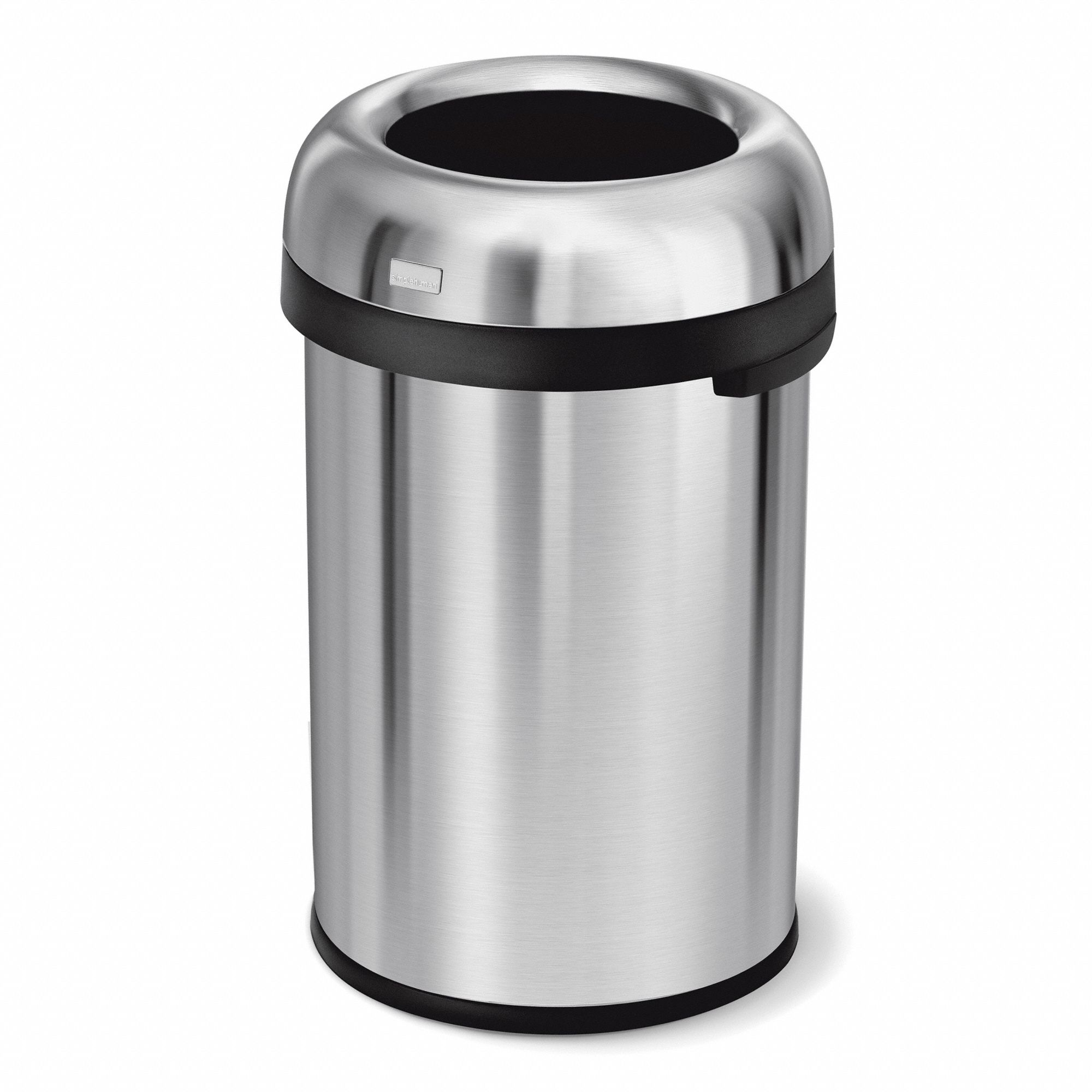 Trash Can: Stainless Steel, Dome Top, Silver, 30 gal Capacity, 18 9/10 in Wd/Dia